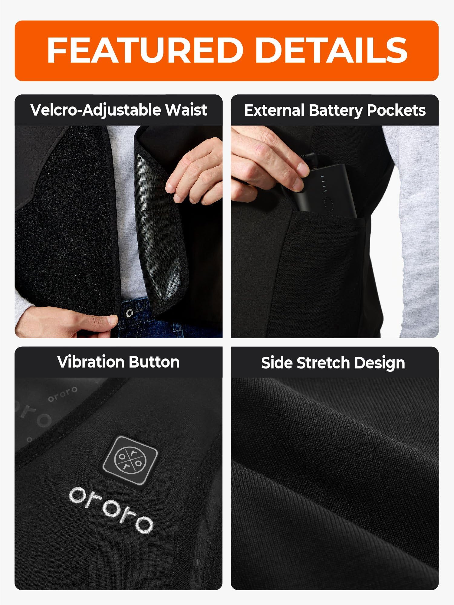 ORORO Adjustable Heated Vest Liner for Men Women, Lightweight Electric Heated Liner Vest with Battery - Image 6