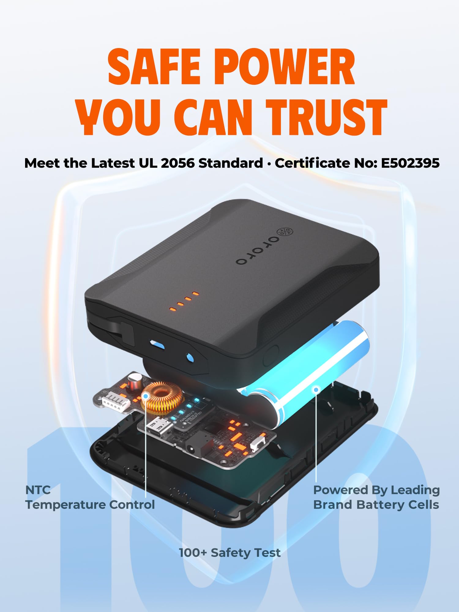 ORORO [All-New] USB-C 30W Fast Charging Battery with Built-in Cable, Large Capacity Battery for Heated Vests, Heated Jackets and Heated Hoodies - Image 6
