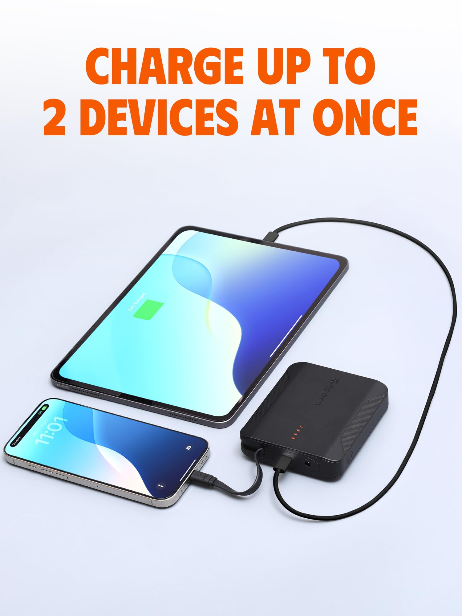 ORORO [All-New] USB-C 30W Fast Charging Battery with Built-in Cable, Large Capacity Battery for Heated Vests, Heated Jackets and Heated Hoodies - Image 8