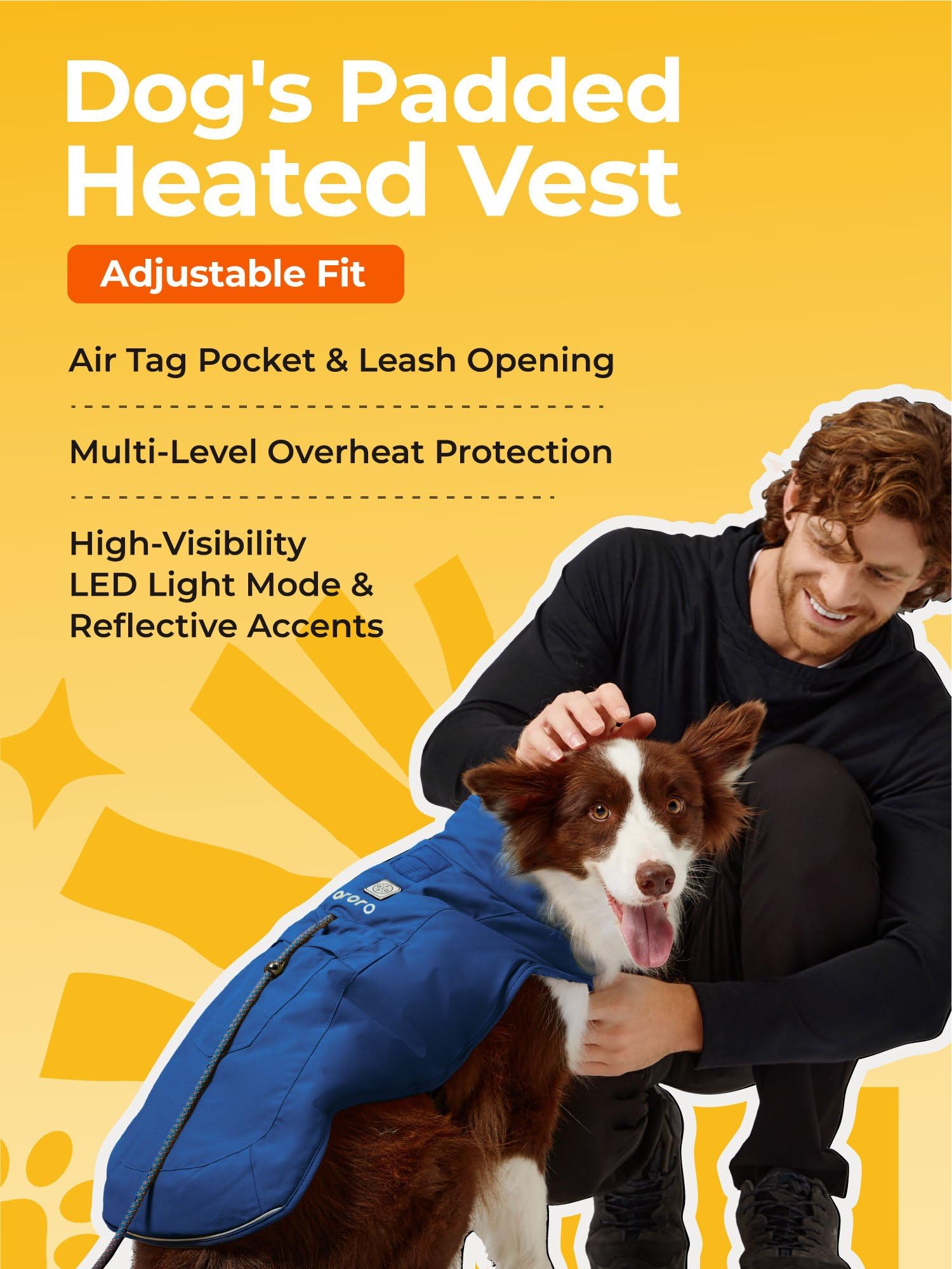 ORORO Heated Dog Vest with Battery, Reflective Strips, Adjustable Padded Dog Vest with 4 Heating Zones (Blue, L) - Image 4