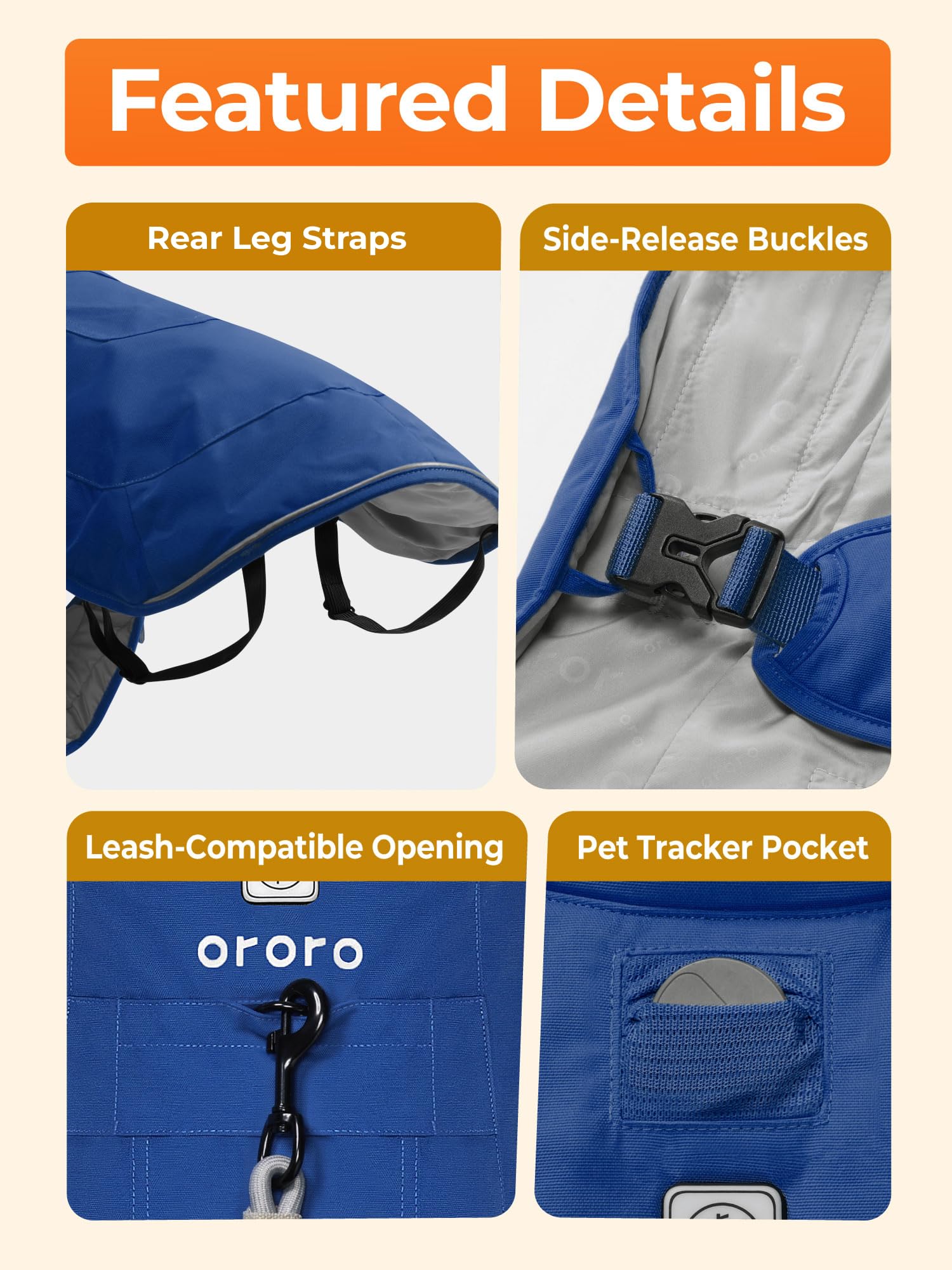 ORORO Heated Dog Vest with Battery, Reflective Strips, Adjustable Padded Dog Vest with 4 Heating Zones (Blue, L) - Image 5