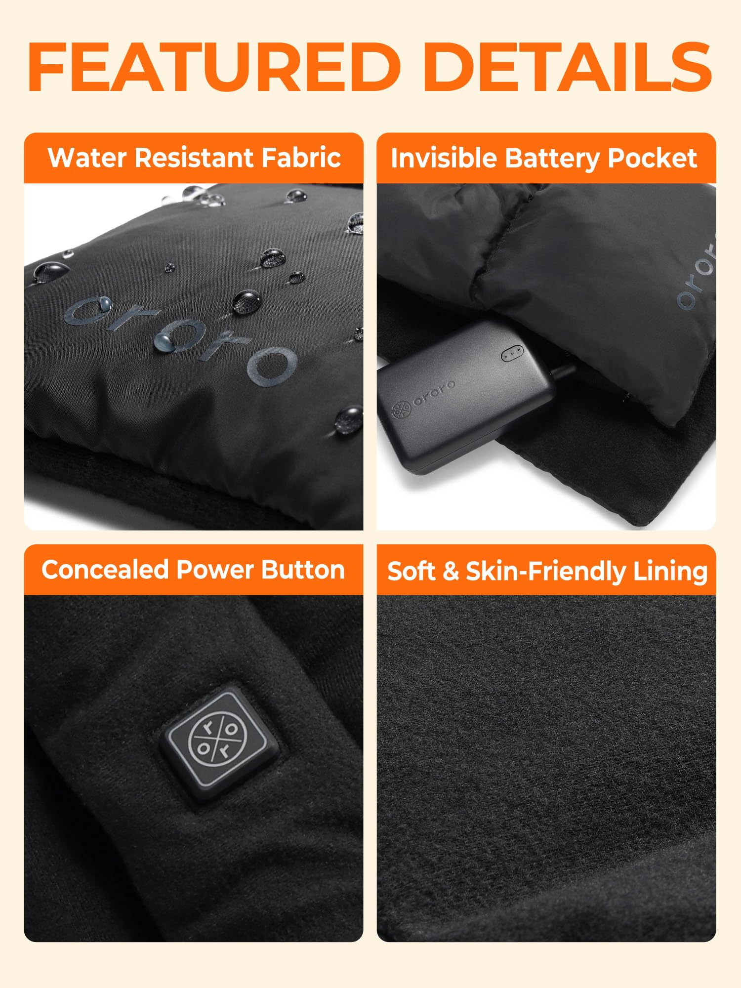 ORORO Heated Down Scarf for Women Men, Up to 14 Hours of Warmth, Heated Scarf with USB-C Rechargeable Battery - 43'' - Image 5