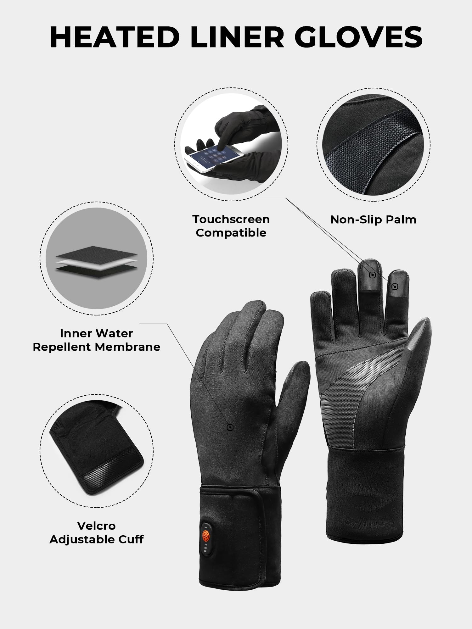 ORORO Heated Gloves for Men and Women, 3-in-1 Warm Gloves for Skiing Motorcycle with Battery - Image 4