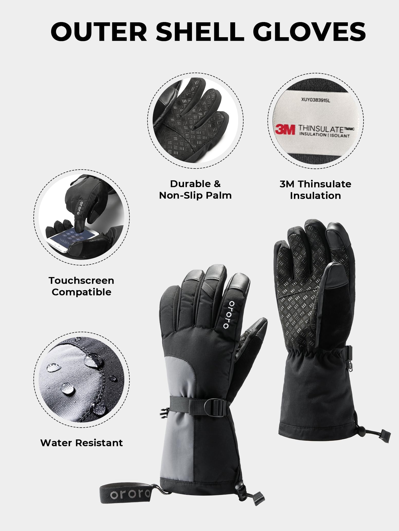ORORO Heated Gloves for Men and Women, 3-in-1 Warm Gloves for Skiing Motorcycle with Battery - Image 5