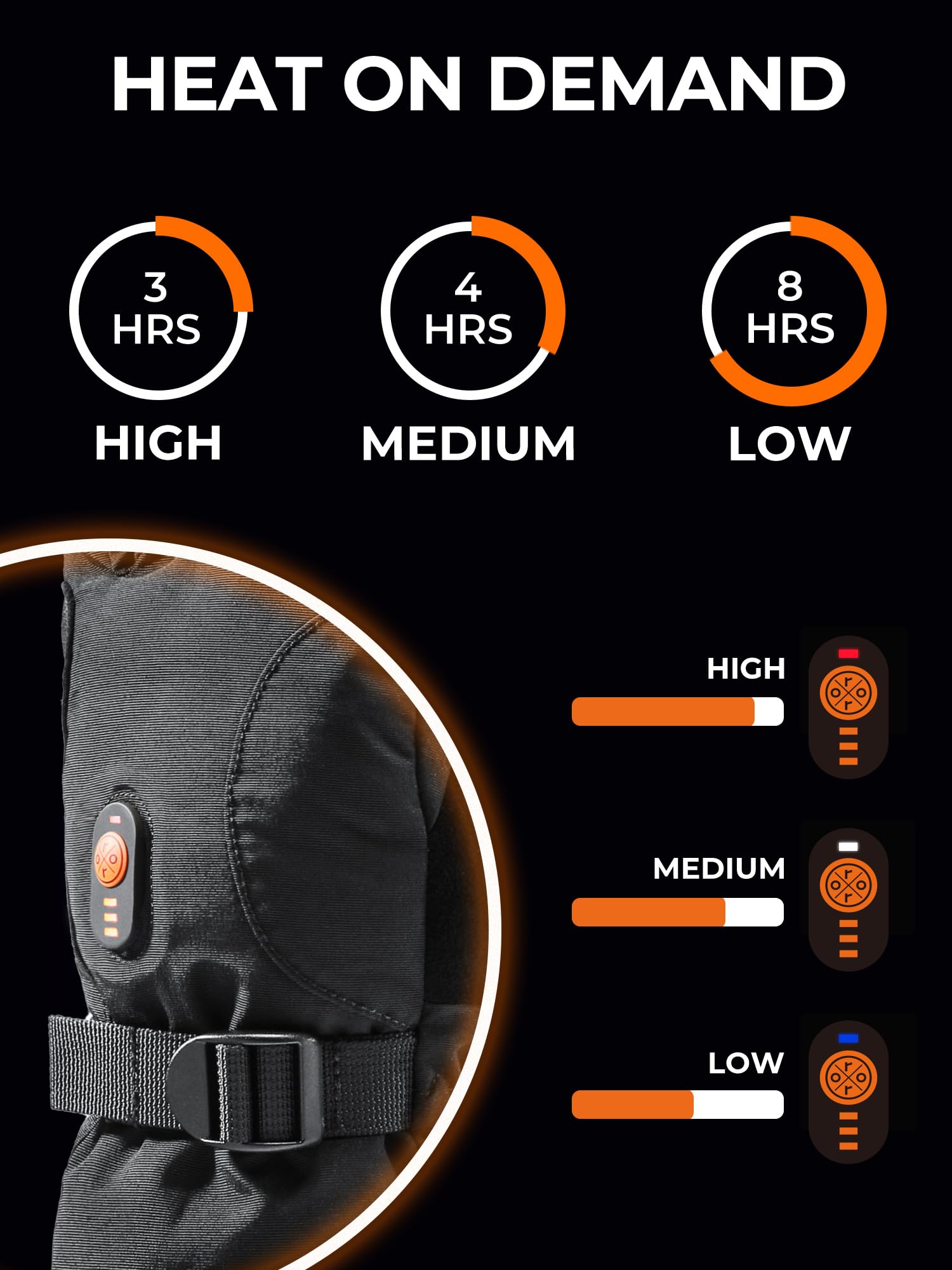ORORO Heated Gloves for Men and Women, Electric Gloves for Hiking, Skiing, Motorcycle with Battery - Image 2