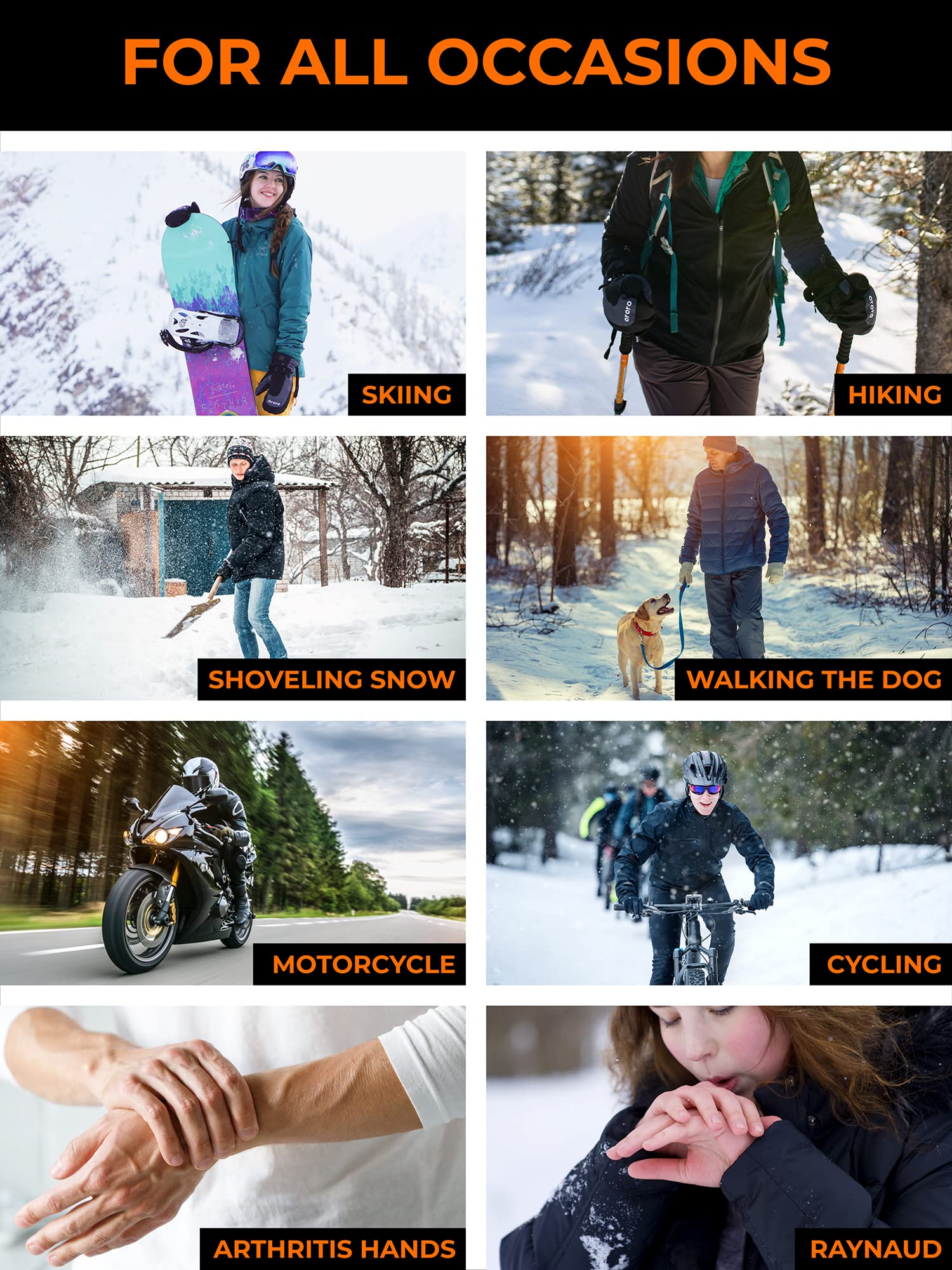 ORORO Heated Gloves for Men and Women, Electric Gloves for Hiking, Skiing, Motorcycle with Battery - Image 6