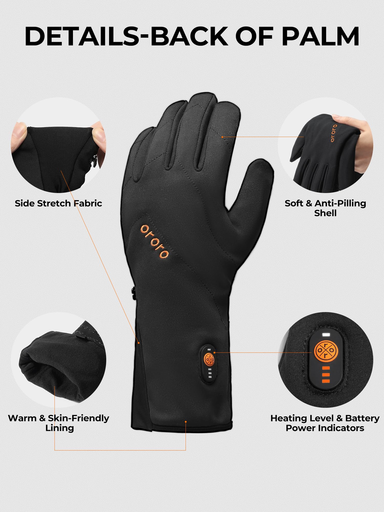 ORORO Heated Gloves Liner for Men and Women, Lightweight Heated Liner Gloves with Battery for Skiing - Image 3