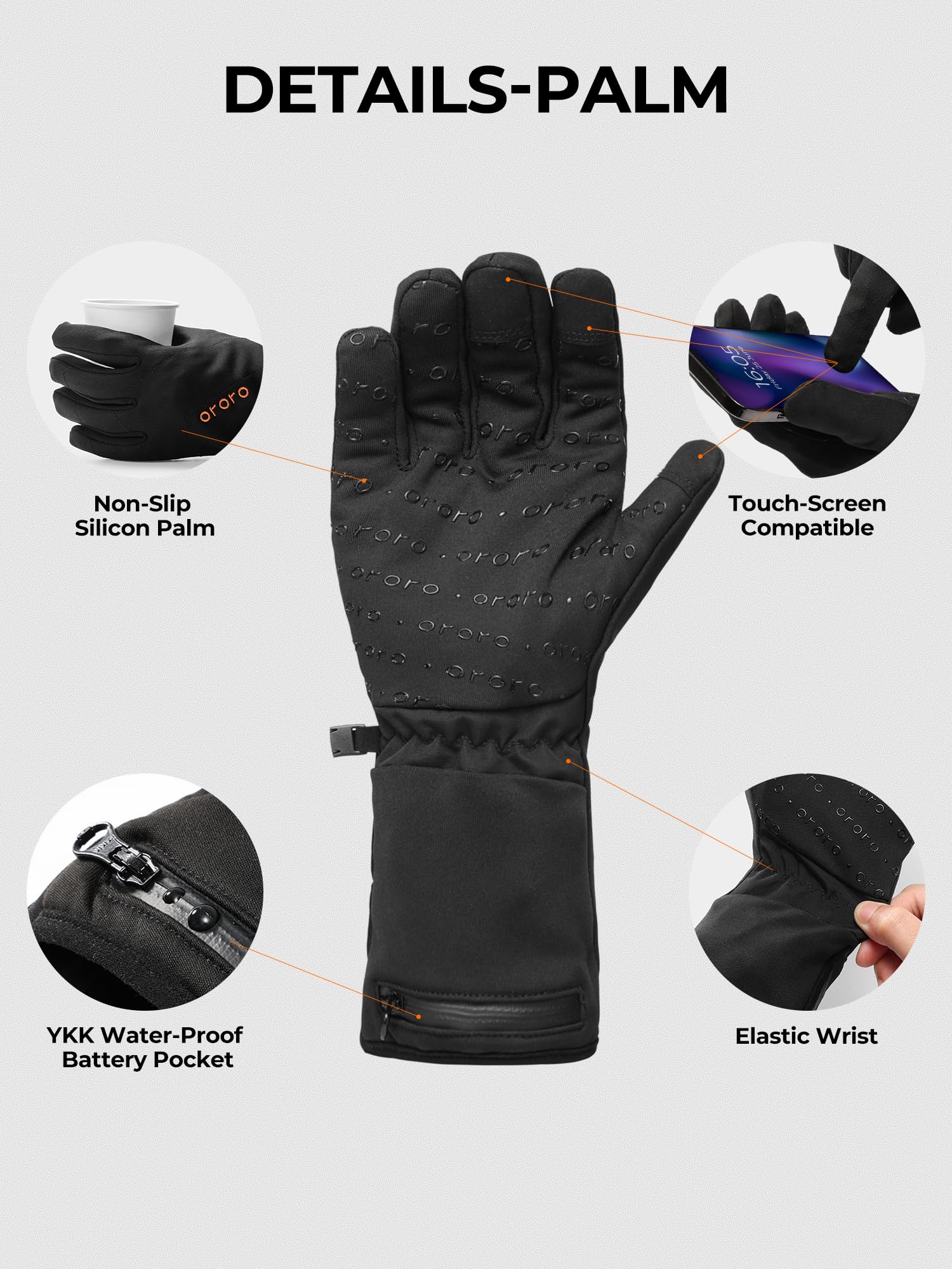 ORORO Heated Gloves Liner for Men and Women, Lightweight Heated Liner Gloves with Battery for Skiing - Image 4