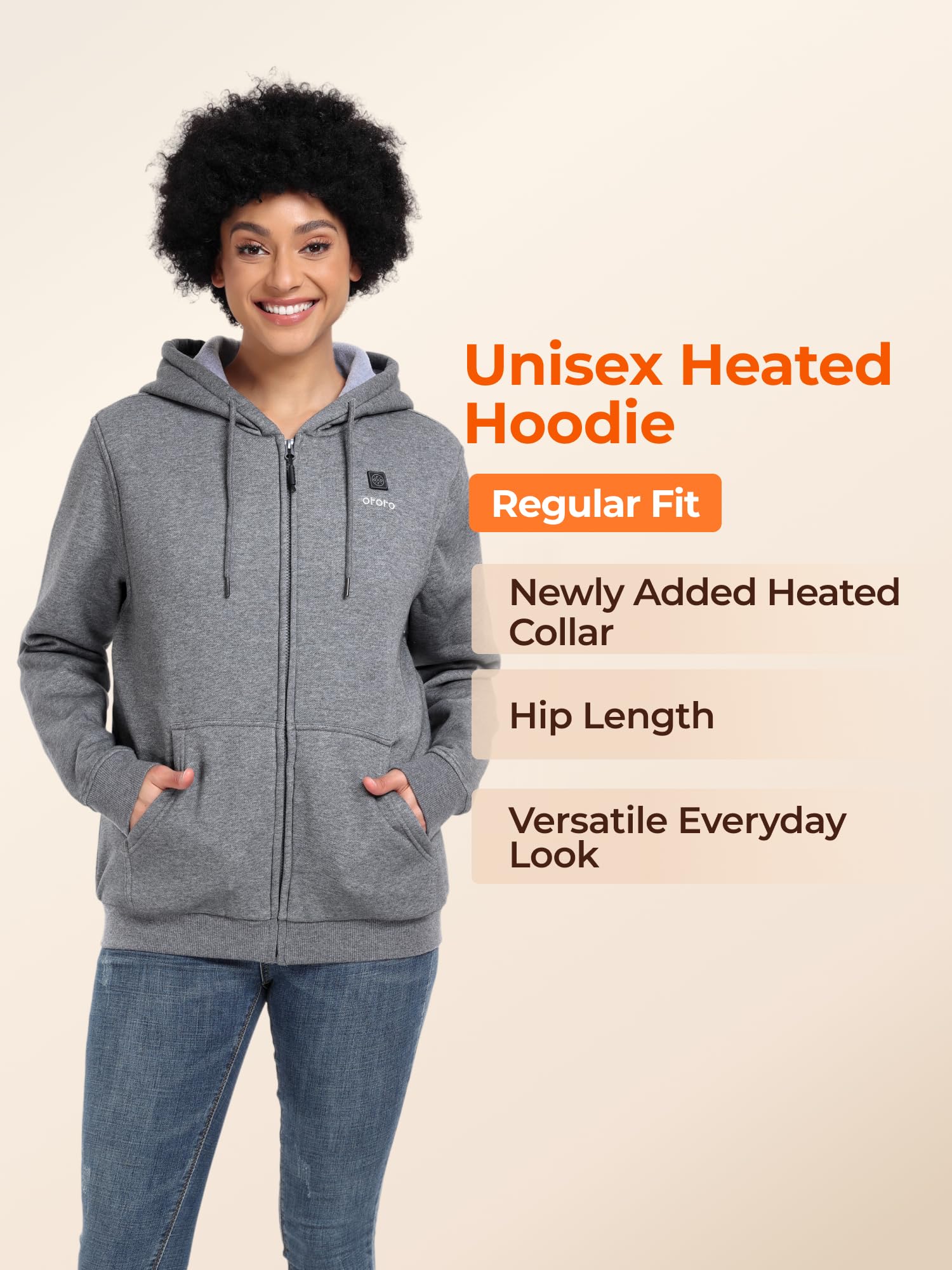 ORORO Heated Hoodie with Rechargeable Battery, Fleece Full-Zip Heating Sweatshirt Hoodie - Image 6