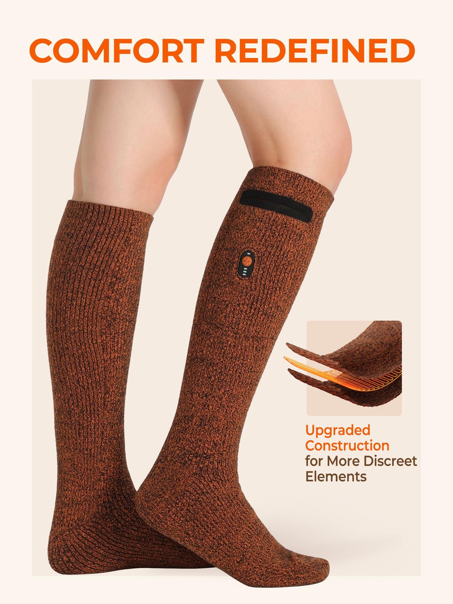 ORORO Heated Socks for Men Women, Rechargeable Electric Socks for Cold Feet - Image 3