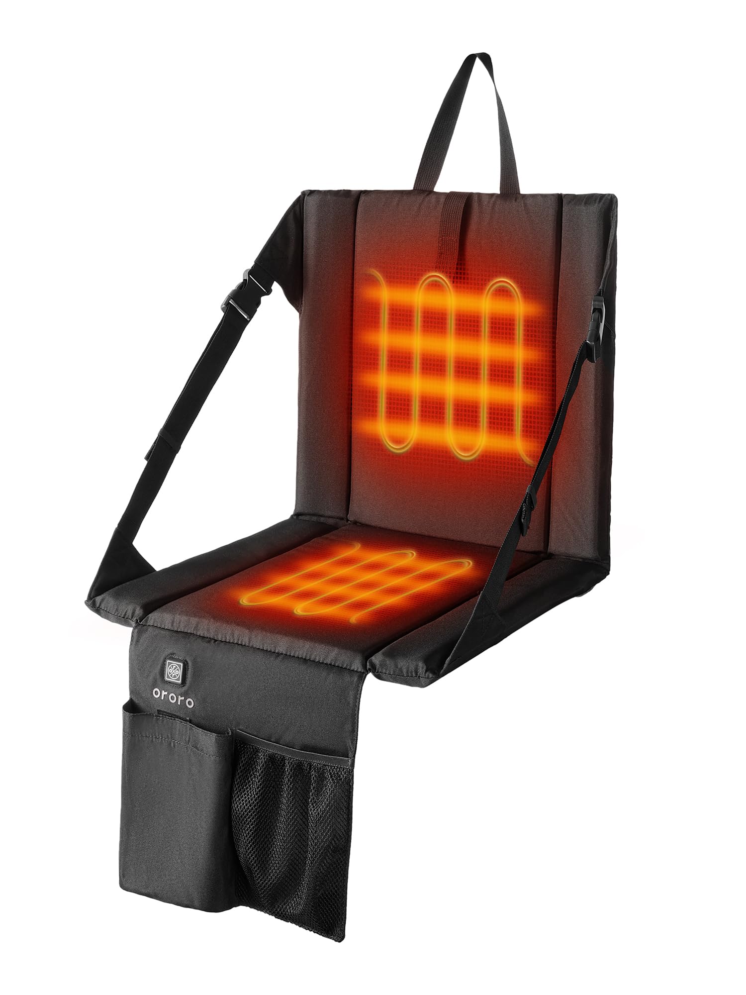 ORORO Heated Stadium Seat with Back Support, Portable Folding Stadium Seat for Bleachers Camping Concert (Battery Included)