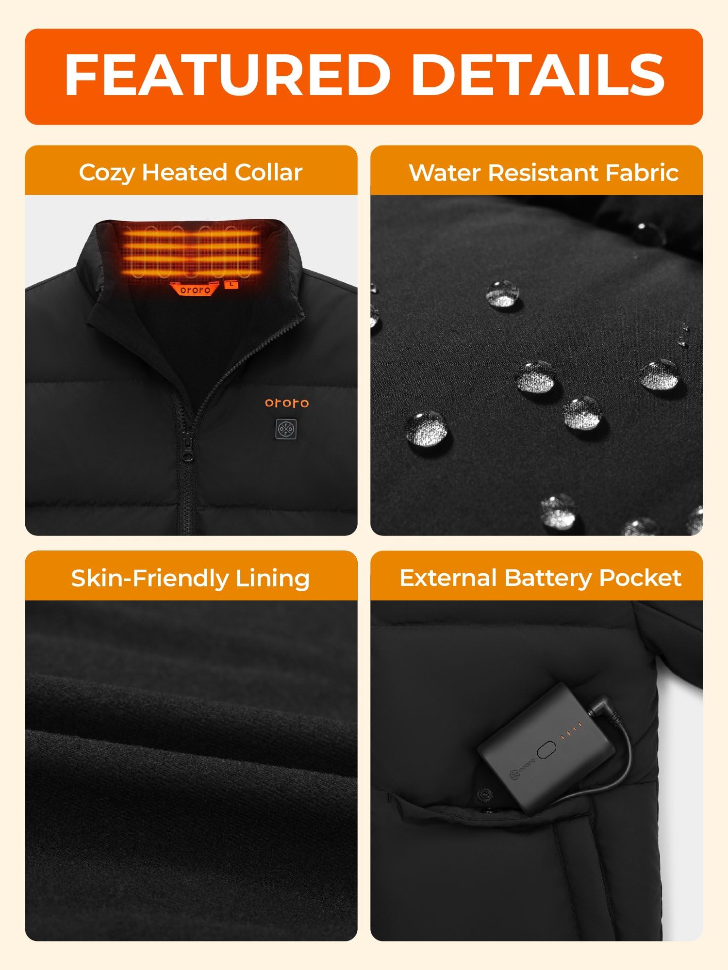 ORORO Kids' 4-Zone Heated Down Jacket with USB-C Rechargeable Battery, Boys' Warm Heated Coat - Image 5