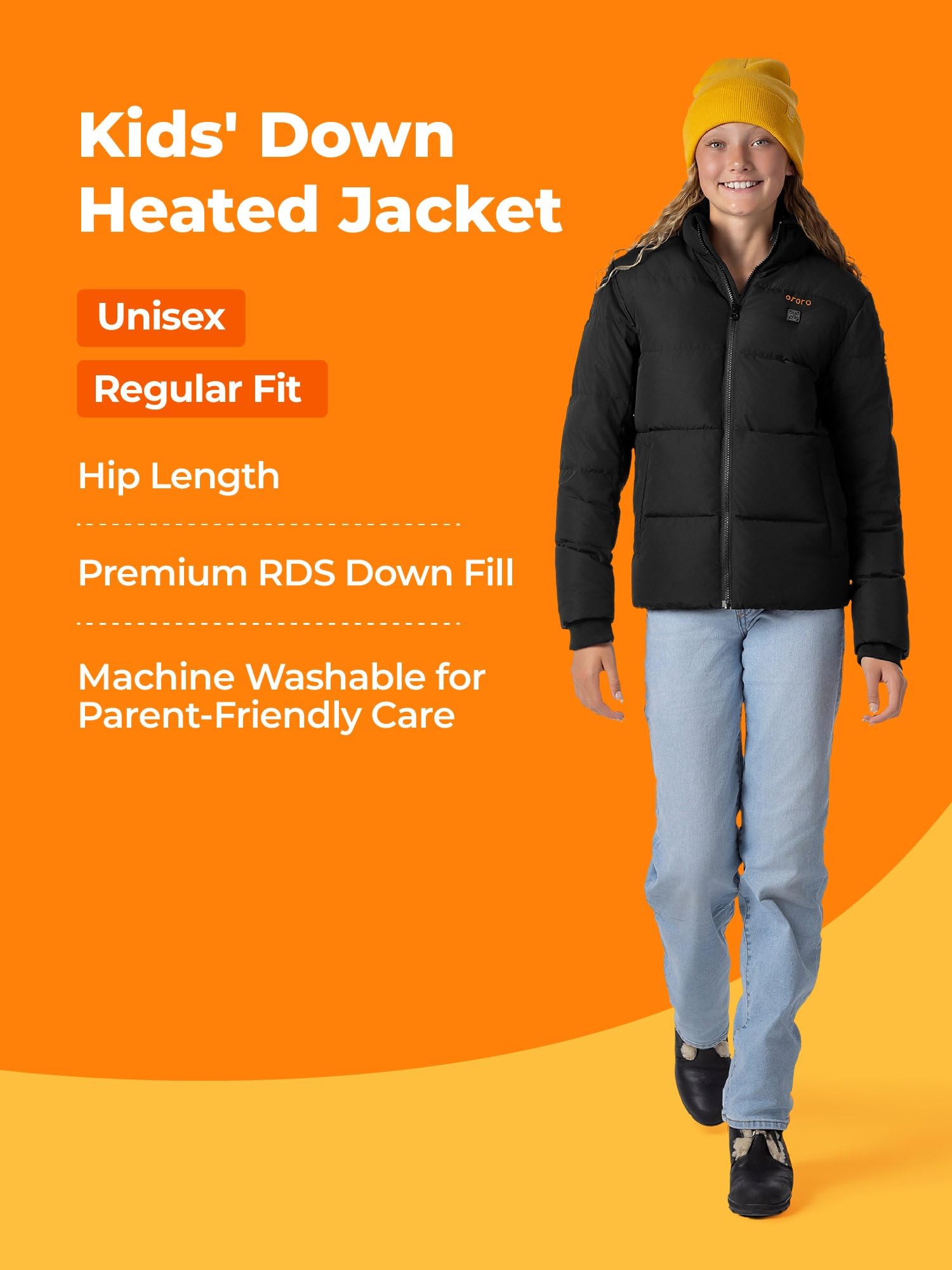 ORORO Kids' 4-Zone Heated Down Jacket with USB-C Rechargeable Battery, Boys' Warm Heated Coat - Image 7