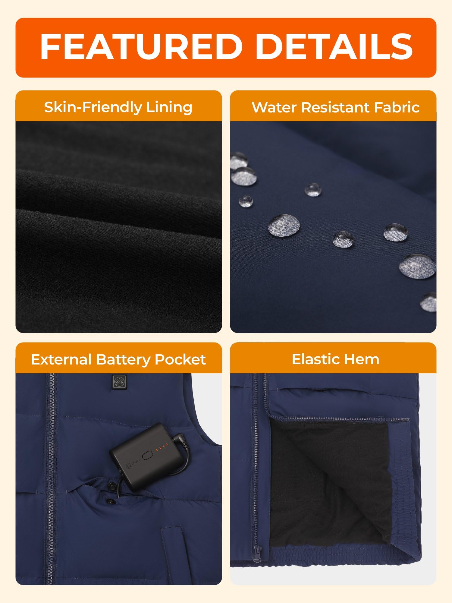 ORORO Kids' 4-Zone Heated Down Vest with USB-C Rechargeable Battery, Boys' Heating Vest - Image 4