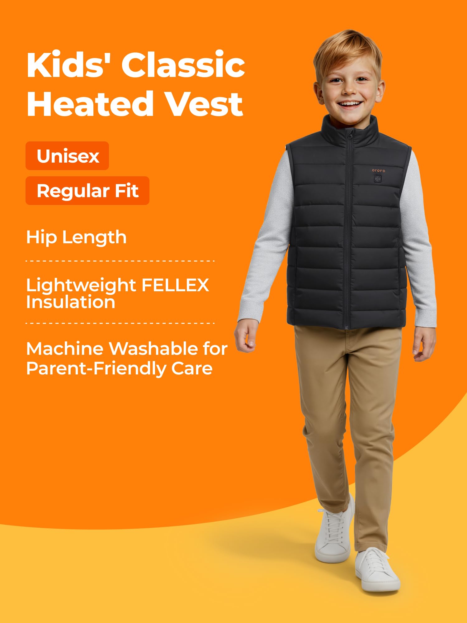 ORORO Kids' 4-Zone Lightweight Heated Vest with Rechargeable Battery, Boys' Puffer Heated Vest - Image 5