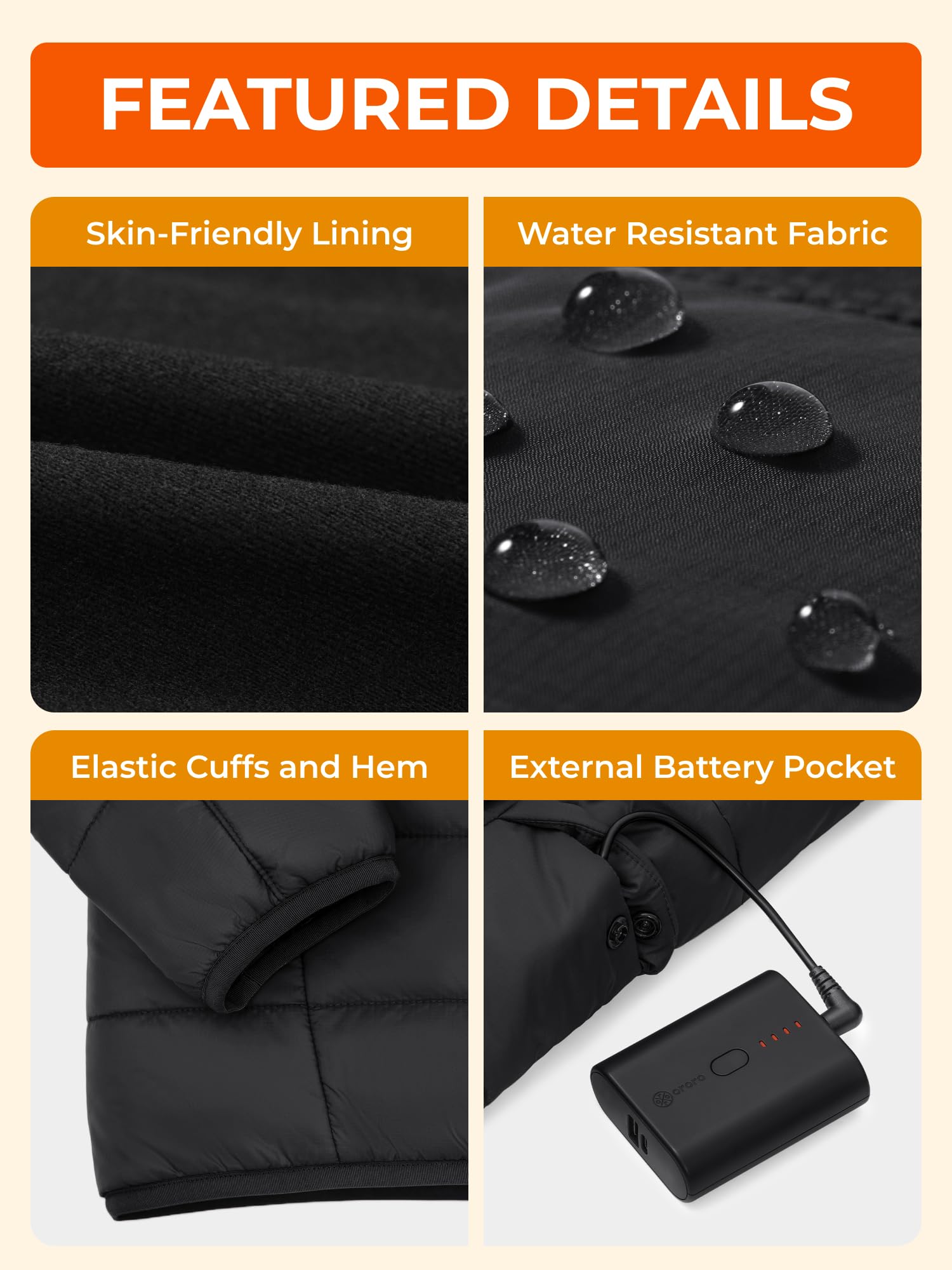 ORORO Kids' Heated Puffer Jacket with USB-C Rechargeable Battery, Girls Lightweight Heated Jacket - Image 4