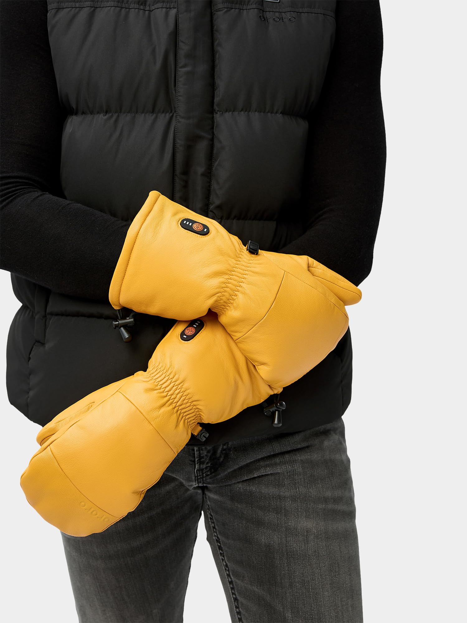 ORORO Leather Heated Mittens for Men and Women, Heated Chopper Mittens for Outdoor Work with Battery - Image 5