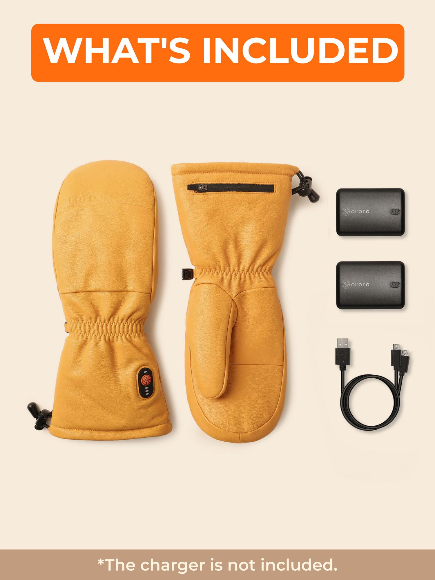ORORO Leather Heated Mittens for Men and Women, Heated Chopper Mittens for Outdoor Work with Battery - Image 6