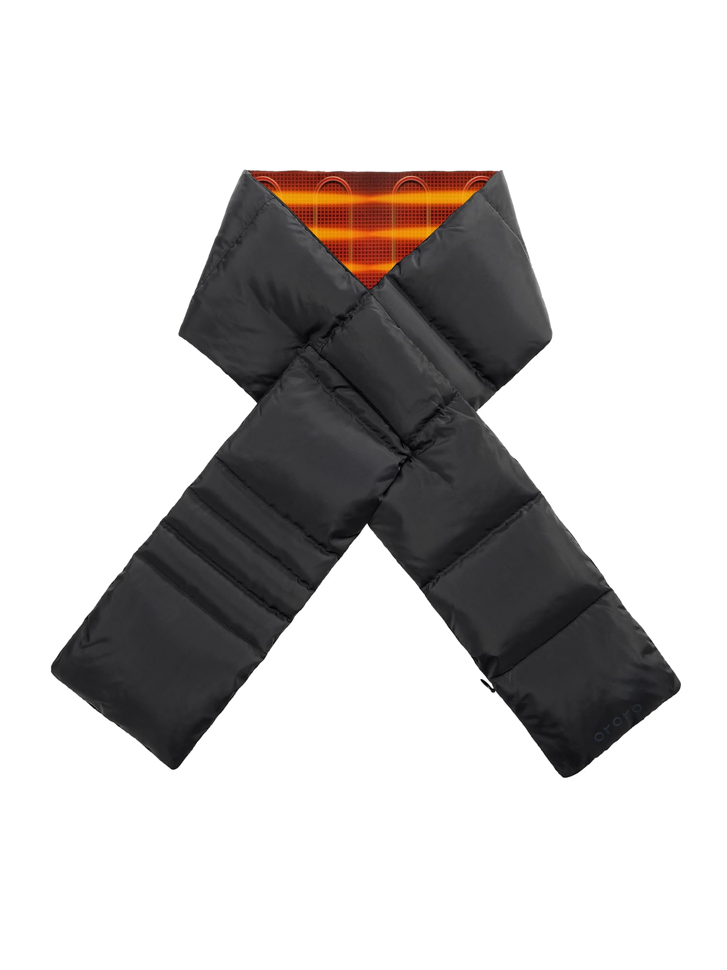 ORORO Long Heated Down Scarf, Up to 14 Hours of Warmth, Puffer Heated Scarf with USB-C Rechargeable Battery