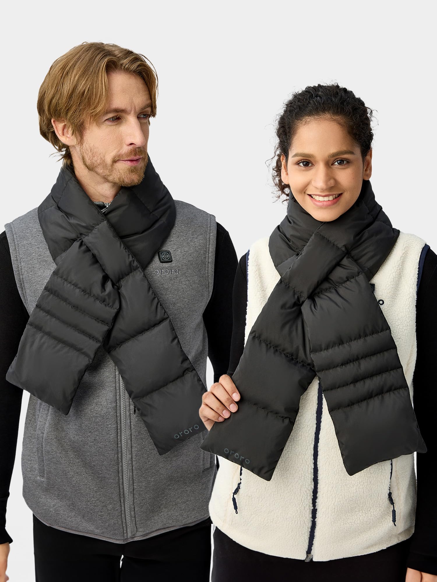 ORORO Long Heated Down Scarf, Up to 14 Hours of Warmth, Puffer Heated Scarf with USB-C Rechargeable Battery - Image 2