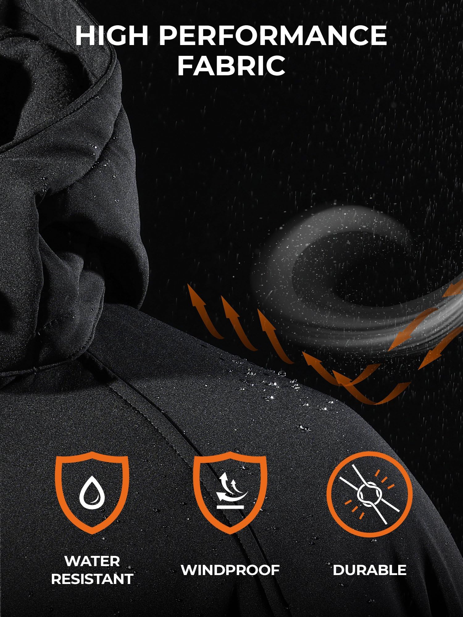 ORORO Men's 4 Heat-Zone Heated Jacket with USB-C Rechargeable Battery, Soft Shell Heated Jacket with Detachable Hood - Image 5