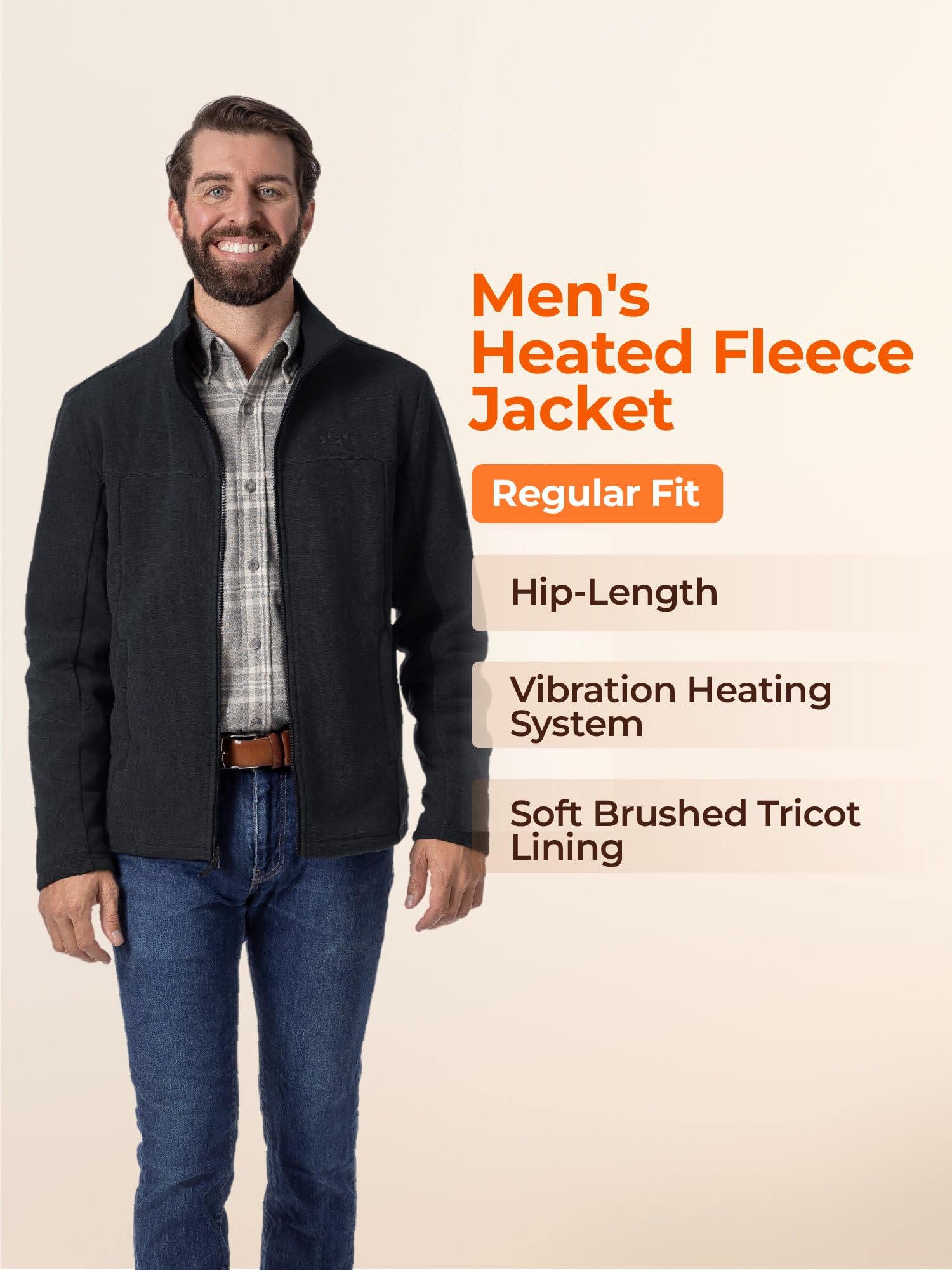 ORORO Men's 4-Zone Heated Fleece Jacket with USB-C Rechargeable Battery, Heating Fleece Jacket for Hiking Camping - Image 6