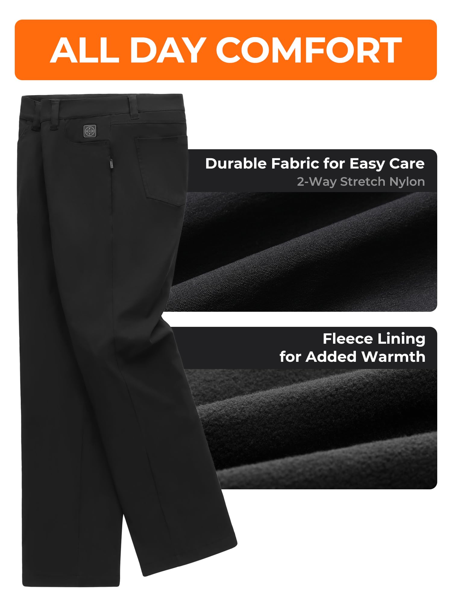 ORORO Men's Casual Heated Pants with USB-C Rechargeable Battery, Fleece Lined Heating Pants Daily Wear - Image 4