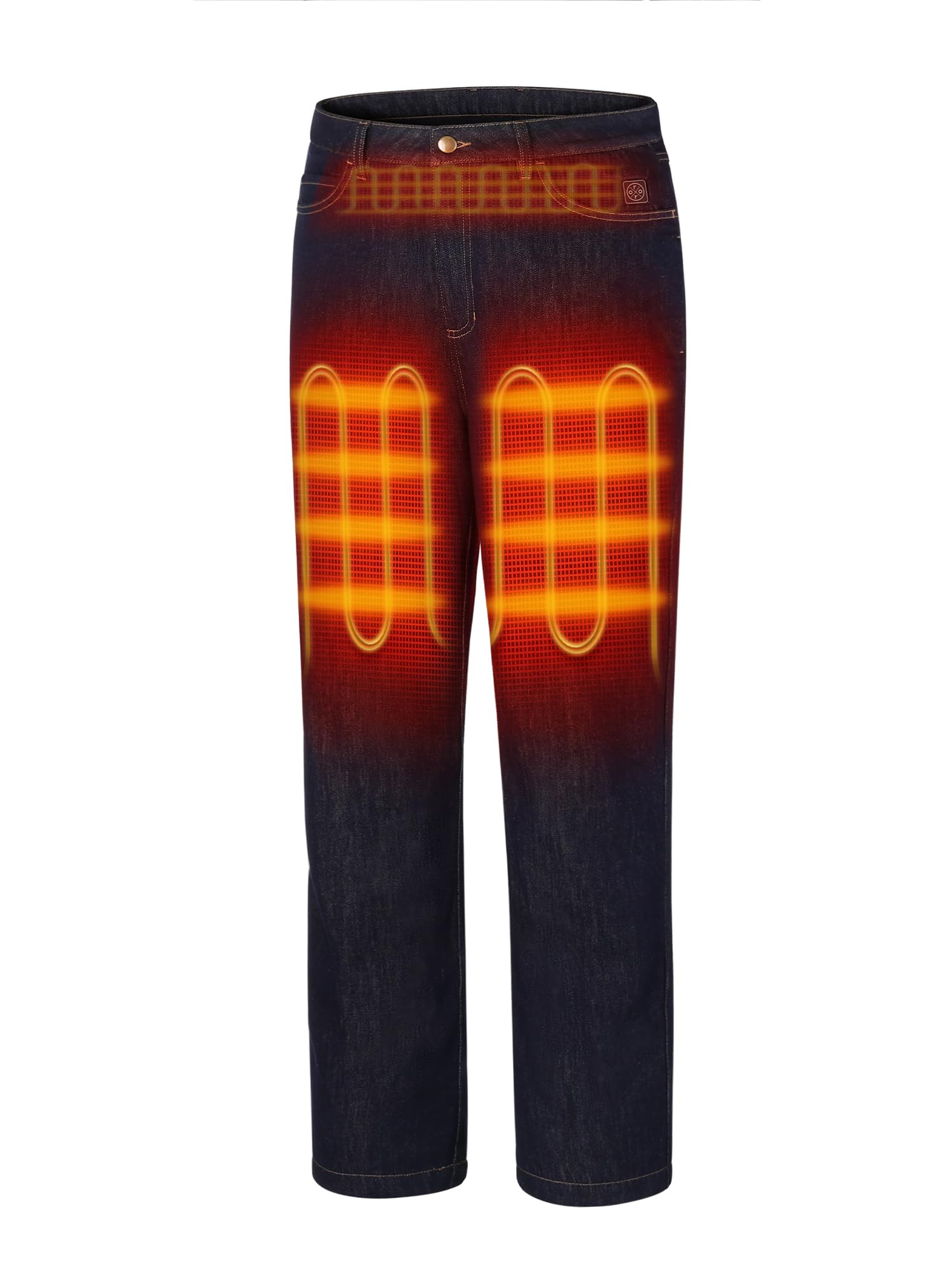 ORORO Men’s Heated Denim Pants with USB-C Rechargable Battery, Warm Thermal Heated Jeans with Fleece Lining