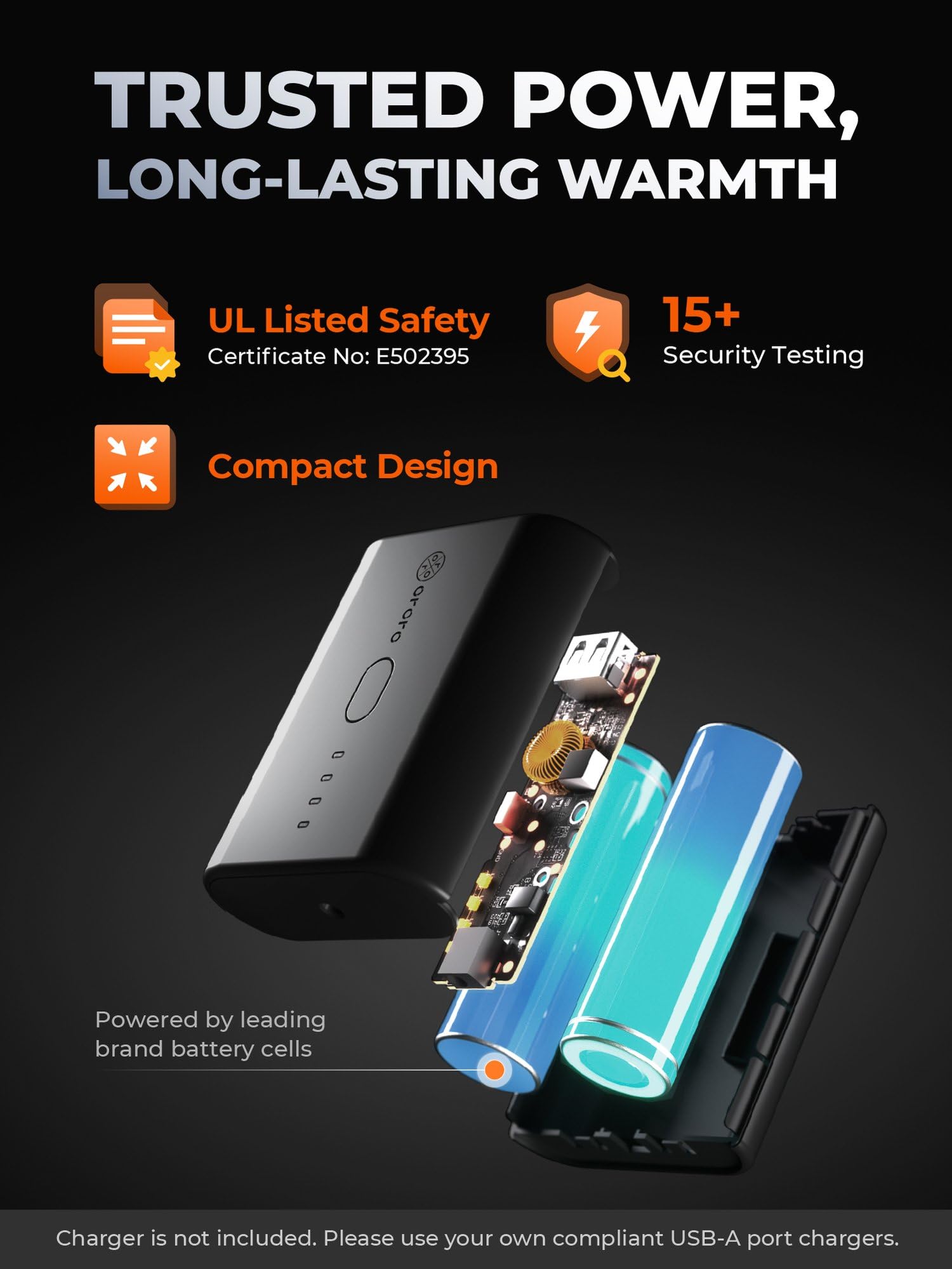 ORORO Men's 4-Zone Heated Fleece Jacket with USB-C Rechargeable Battery, Heating Fleece Jacket for Hiking Camping - Image 3