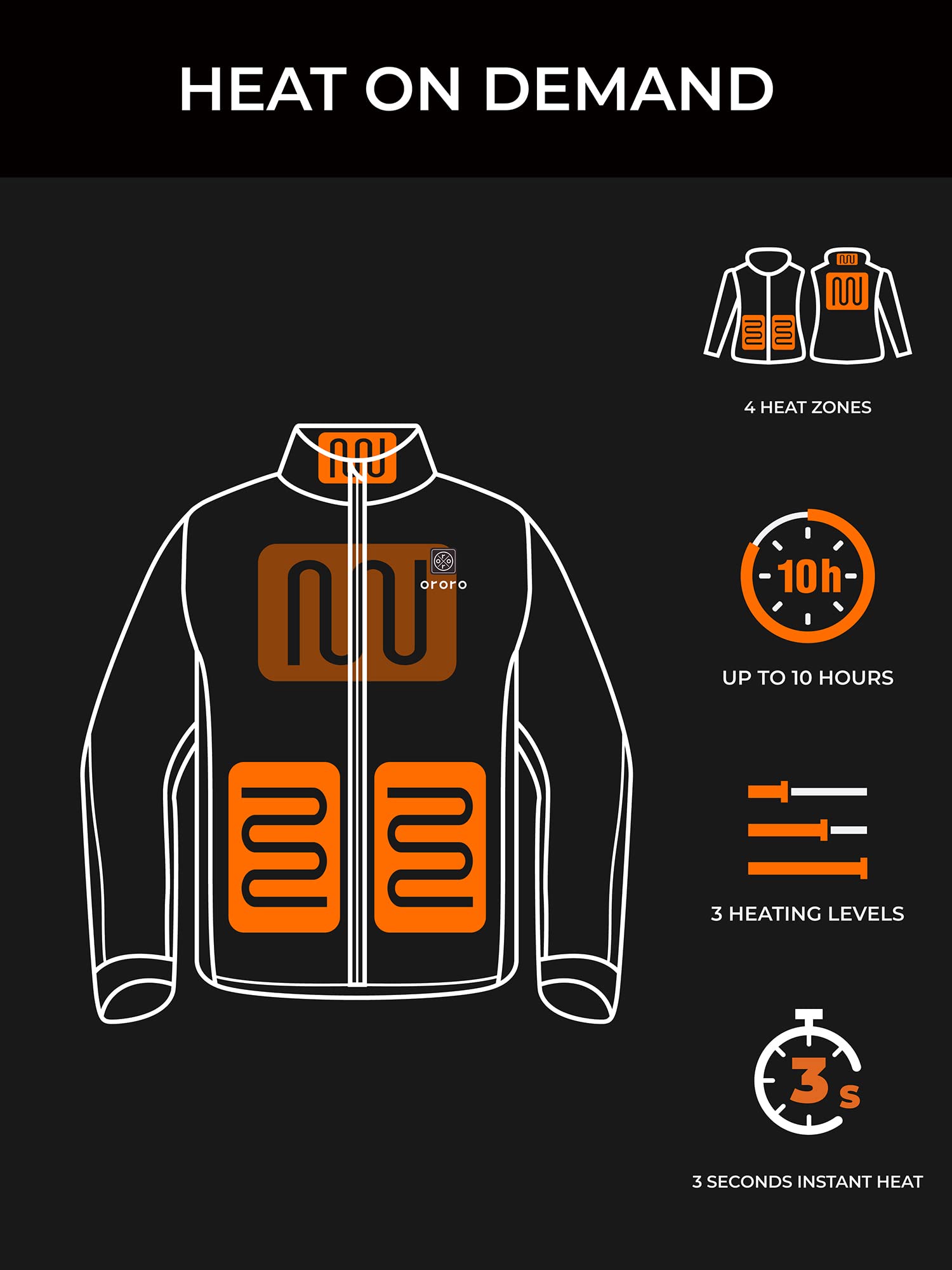 ORORO Men's Heated Down Jacket with USB-C Rechargeable Battery, Lightweight Down Heated Coat for Men - Image 3