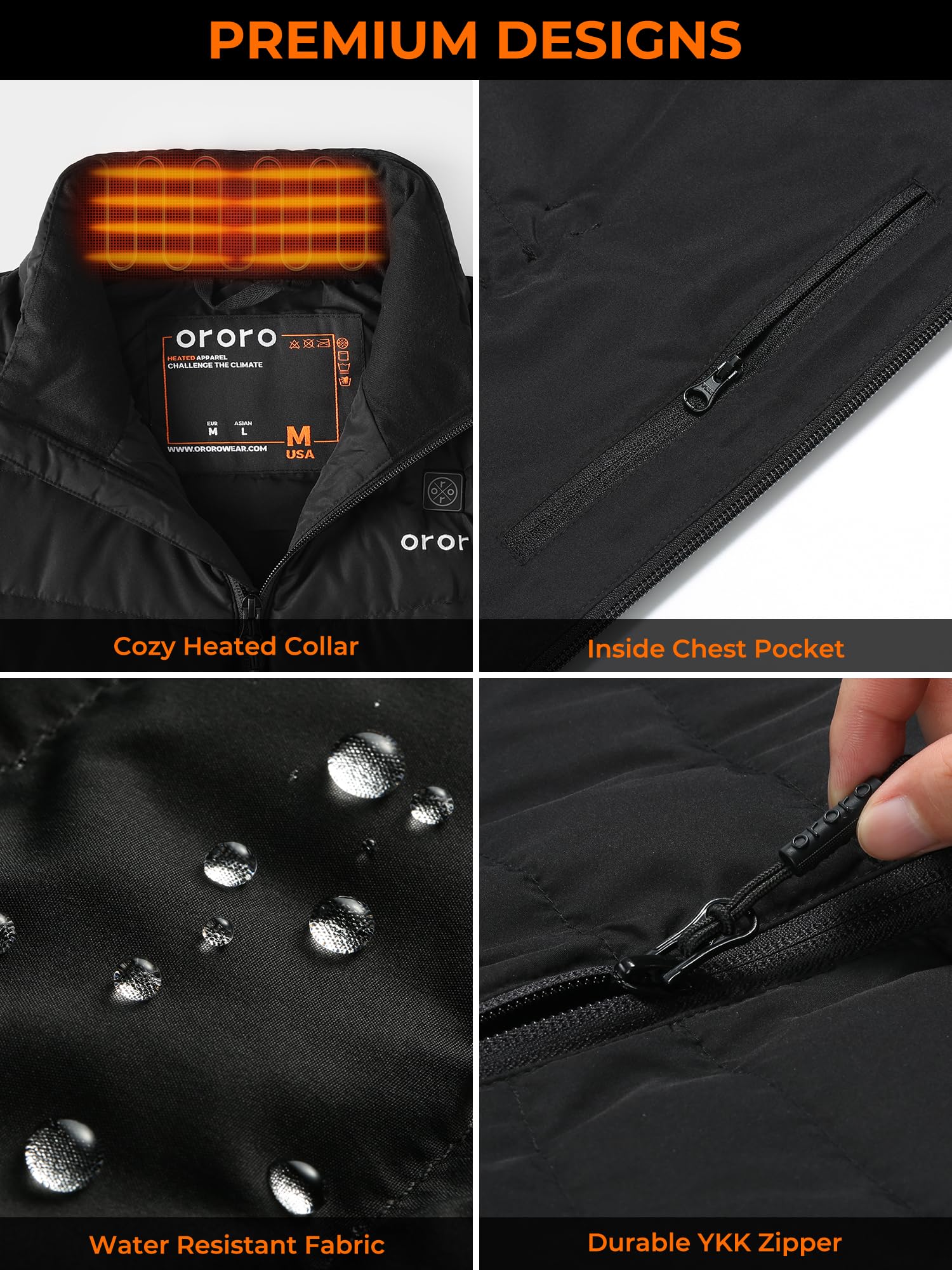 ORORO Men's Heated Down Vest with USB-C Rechargeable Battery, Lightweight Heated Vest with 800 Fill Down - Image 6