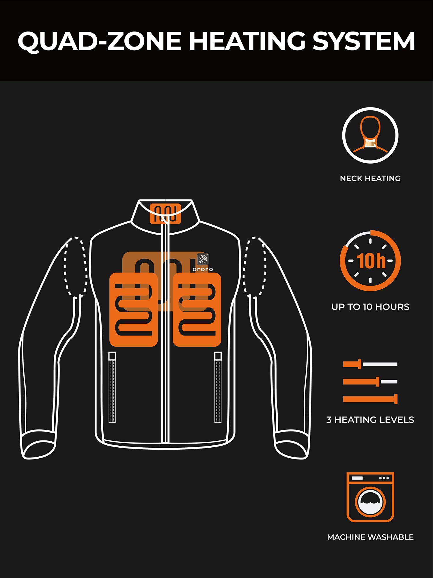 ORORO Men's Heated Golf Vest with Zip-off Sleeves, Heated Golf Jacket with USB-C Rechargeable Battery - Image 3