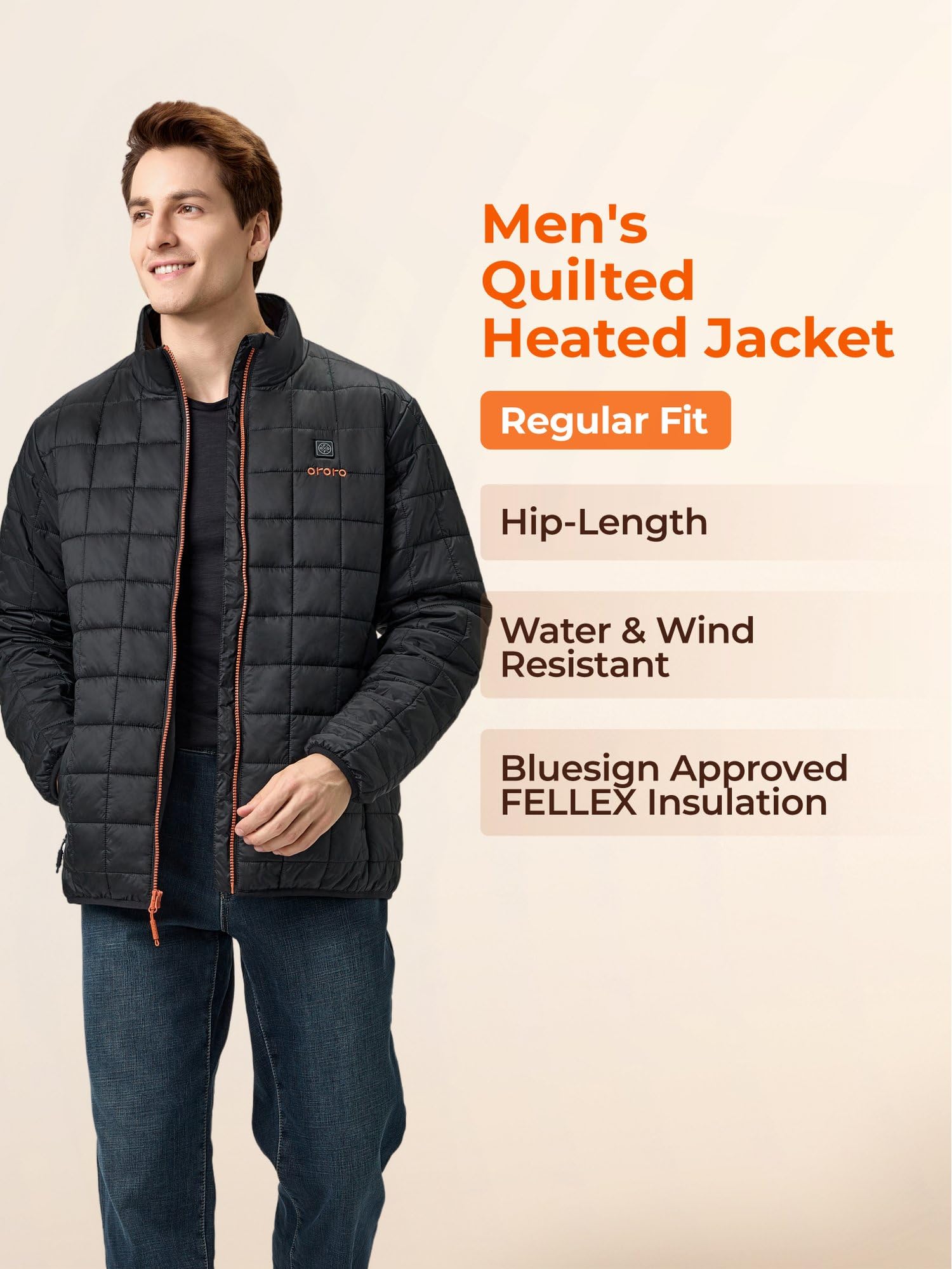 ORORO Men's Lightweight Quilted Heated Jacket with Heated Collar, Heated Quilted Coat with Battery - Image 5