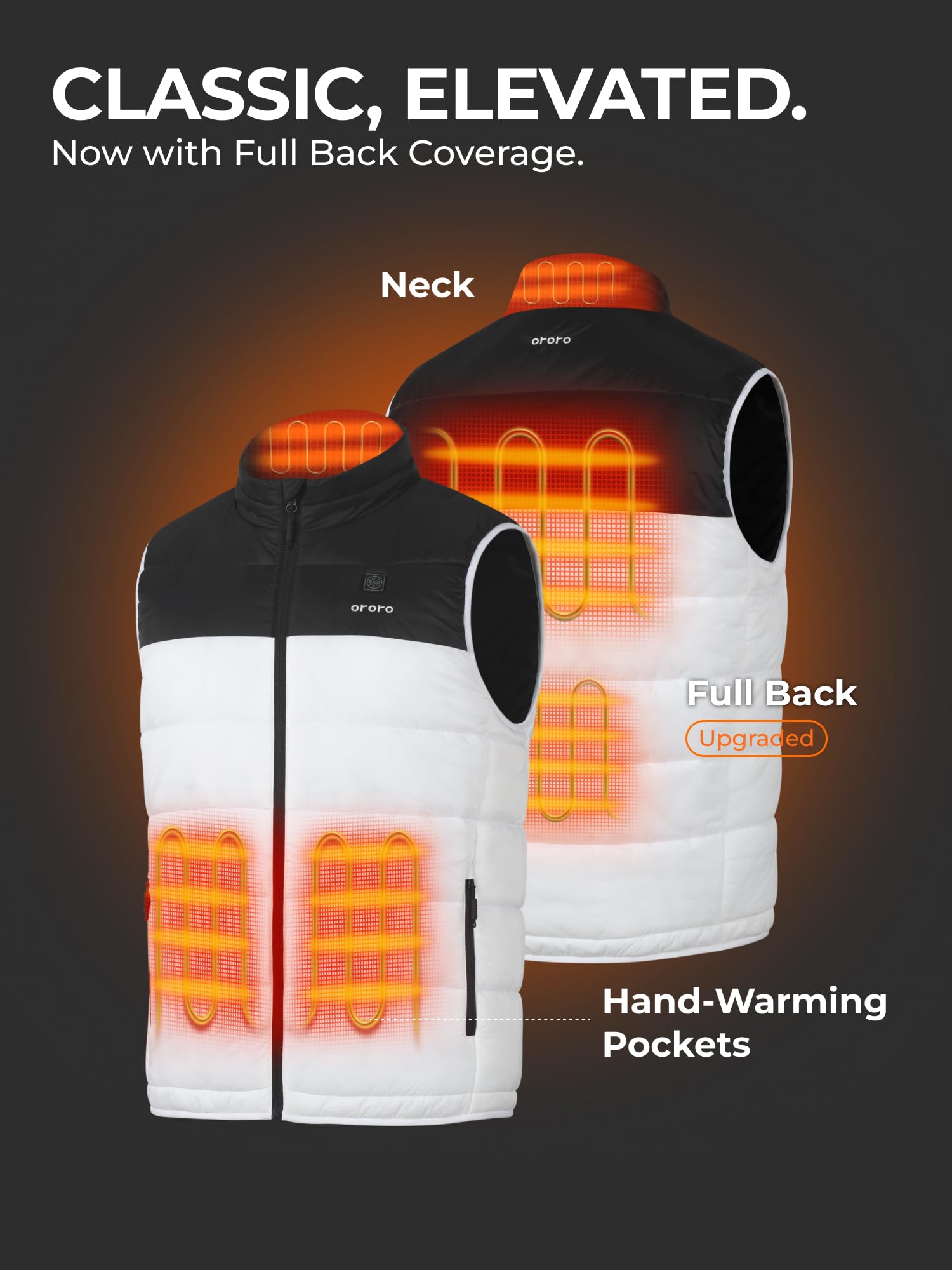 ORORO Men's Upgraded 5-Zone Heated Vest with USB-C Rechargeable Battery, Lightweight Heated Puffer Vest - Image 4