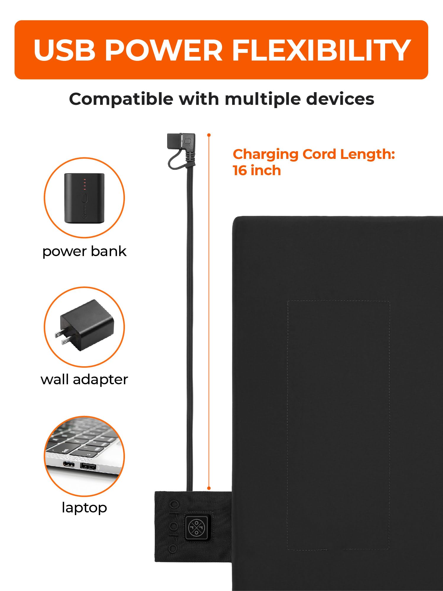 ORORO Portable Heated Cushion with Battery, USB Heated Seat Cushion for Office Chair, Stadium (Charger Not Included) - Image 5