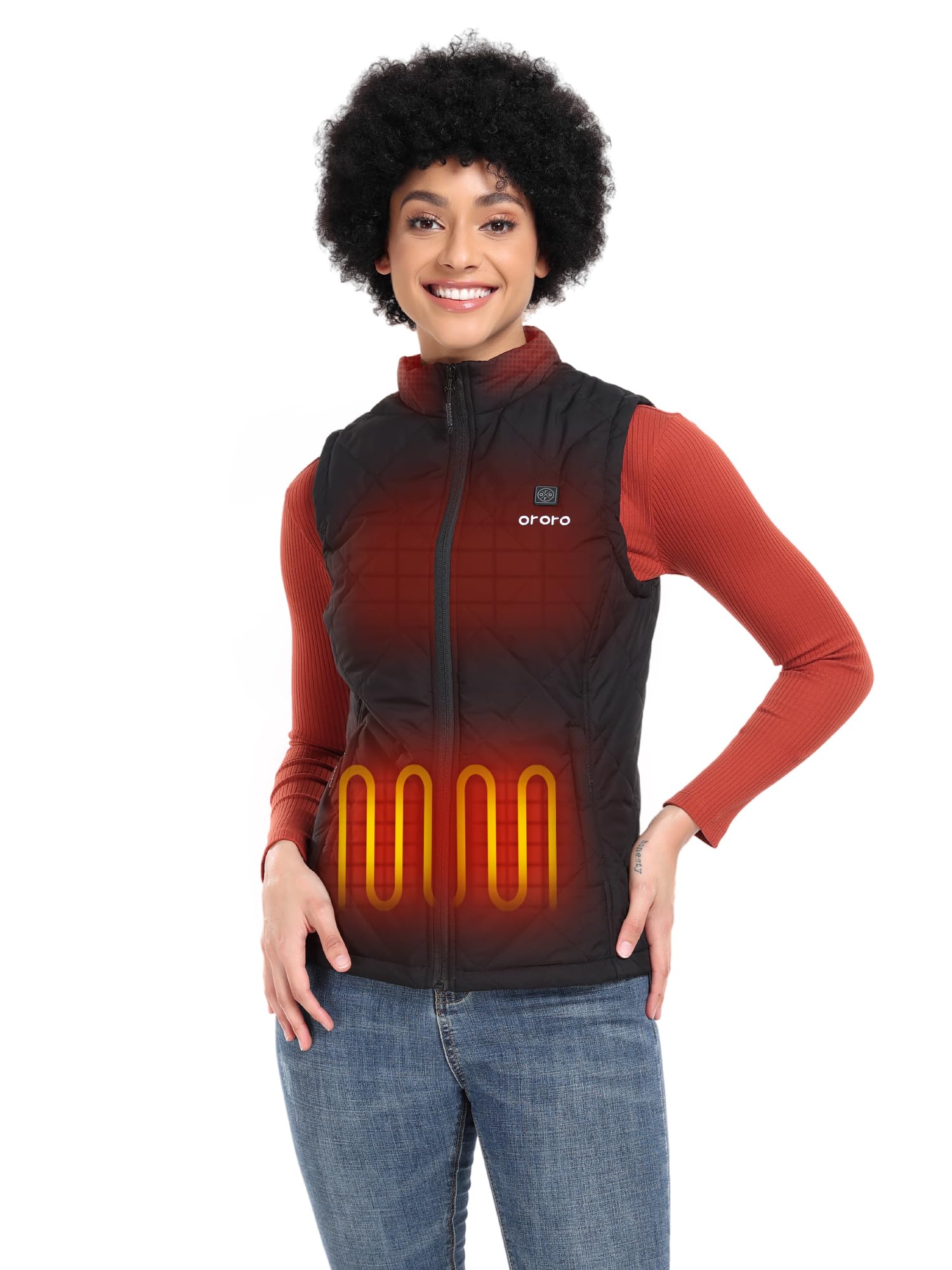 ORORO Quilted Heated Vest for Women, Lightweight Quilted Heating Vest with USB-C Rechargeable Battery
