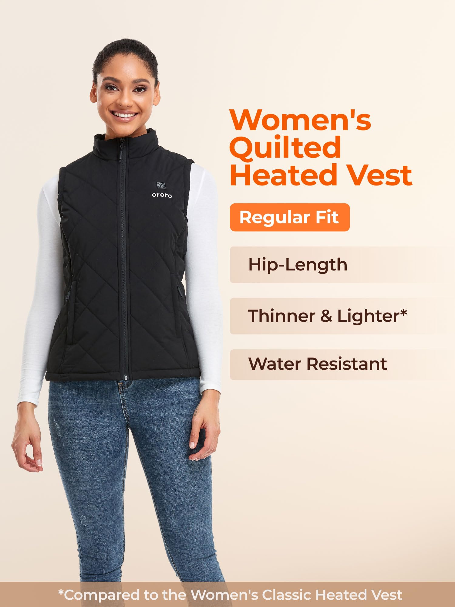ORORO Quilted Heated Vest for Women, Lightweight Quilted Heating Vest with USB-C Rechargeable Battery - Image 6