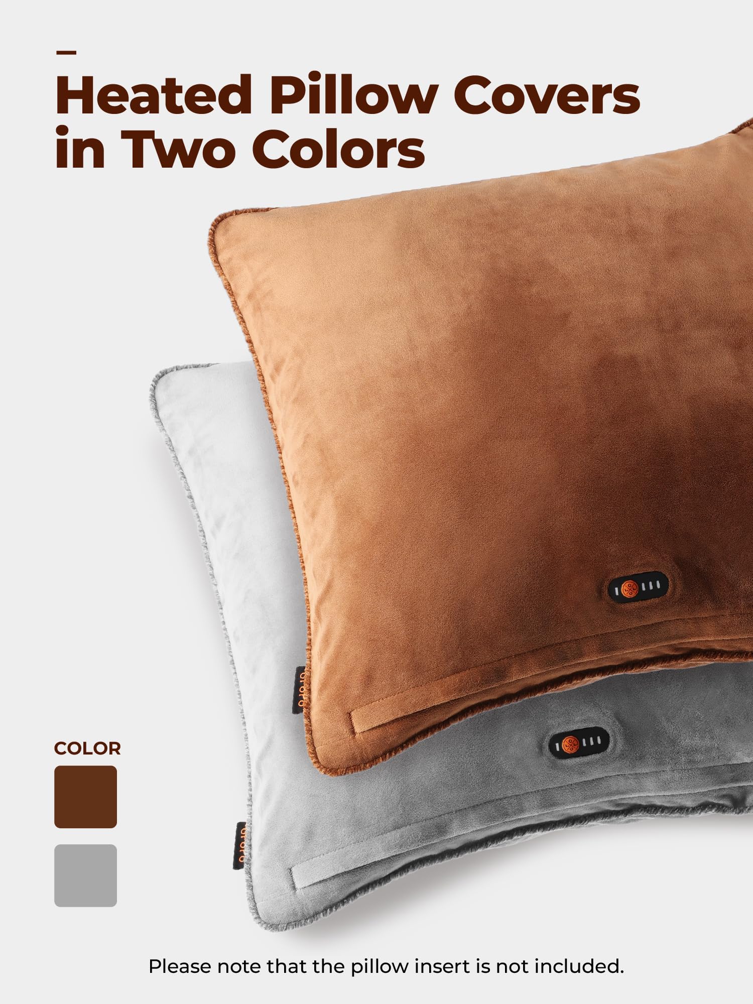 ORORO Rechargeable Heated Throw Pillow Cover for Home and Camping, Soft Heating Pillow Case (Charger Not Included) (Brown, 18×18 Inches) - Image 6