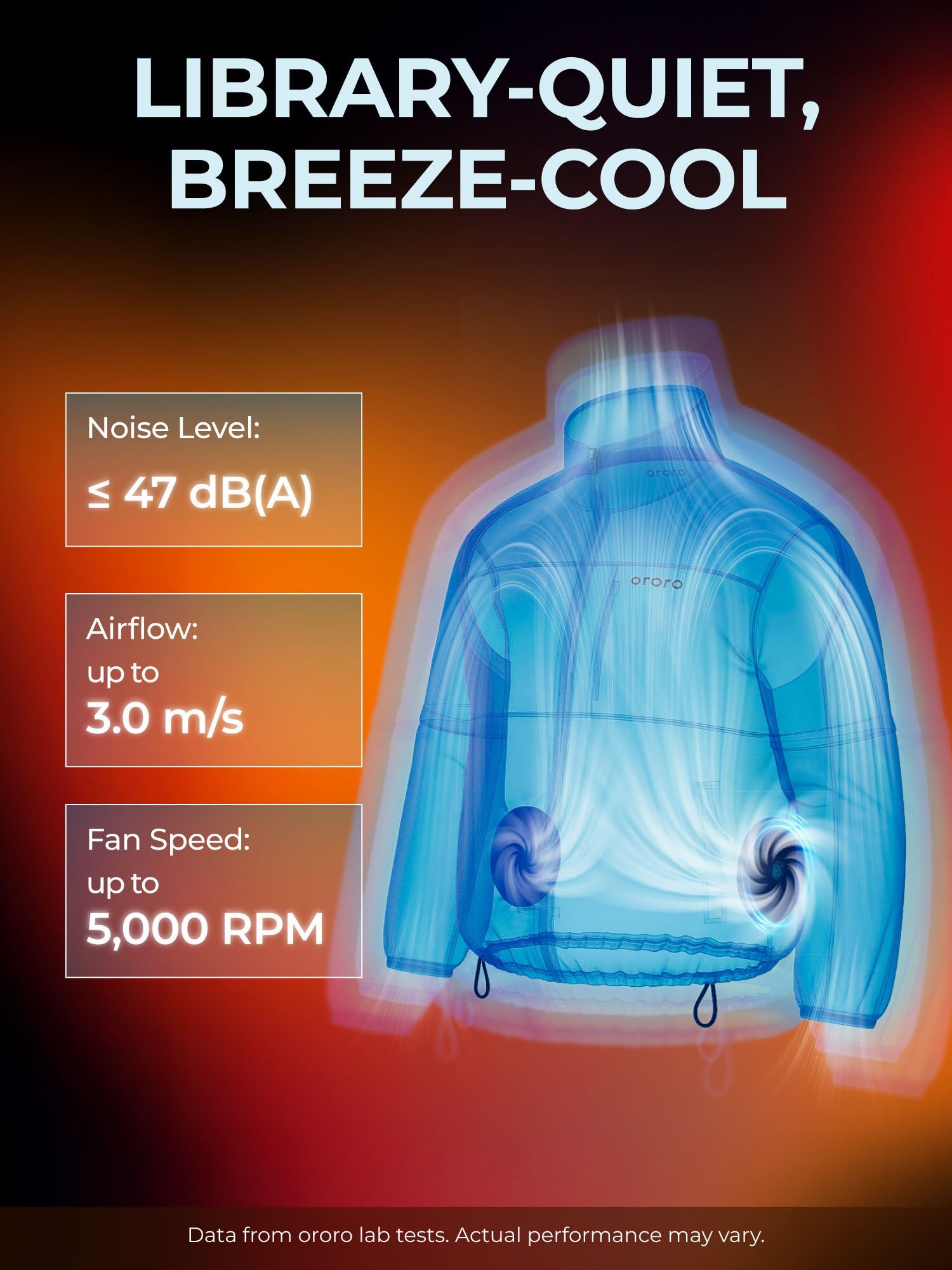 ORORO Unisex Air Cooling Jacket with Zip-off Sleeves, Lightweight Outdoor Work Jacket with Cooling Fans - Image 3