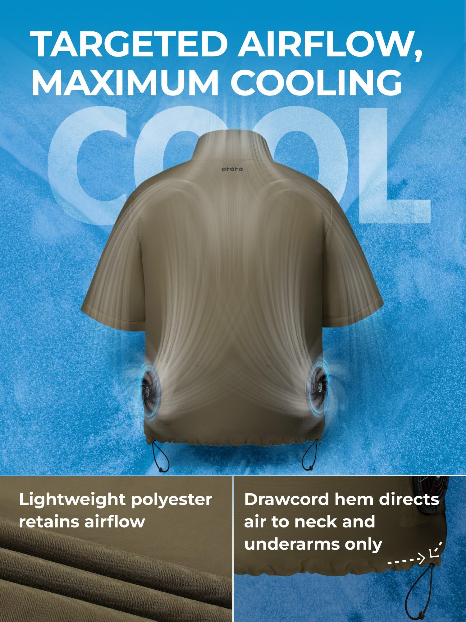 ORORO Unisex Air Cooling Jacket with Zip-off Sleeves, Lightweight Outdoor Work Jacket with Cooling Fans - Image 4
