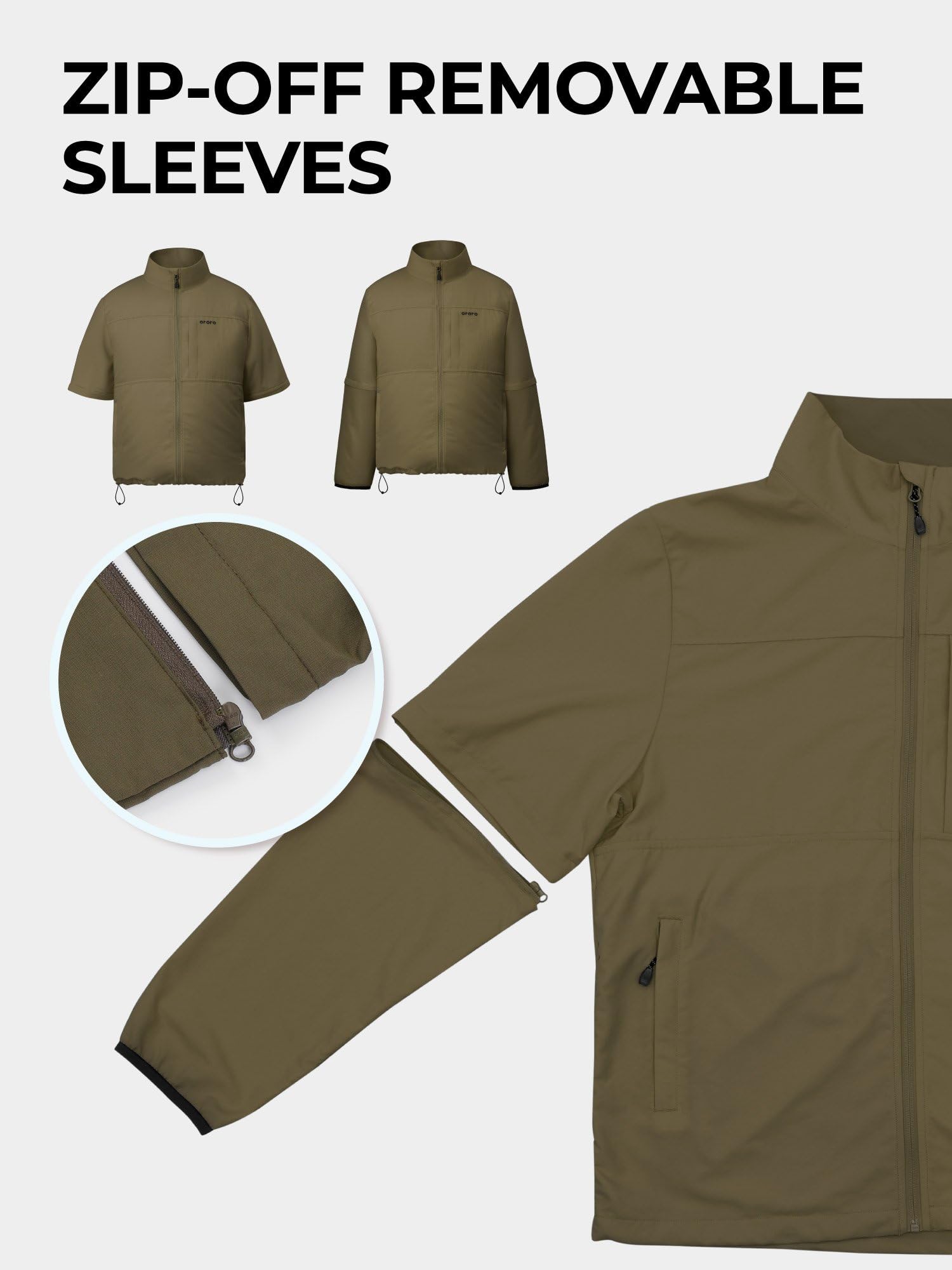 ORORO Unisex Air Cooling Jacket with Zip-off Sleeves, Lightweight Outdoor Work Jacket with Cooling Fans - Image 5