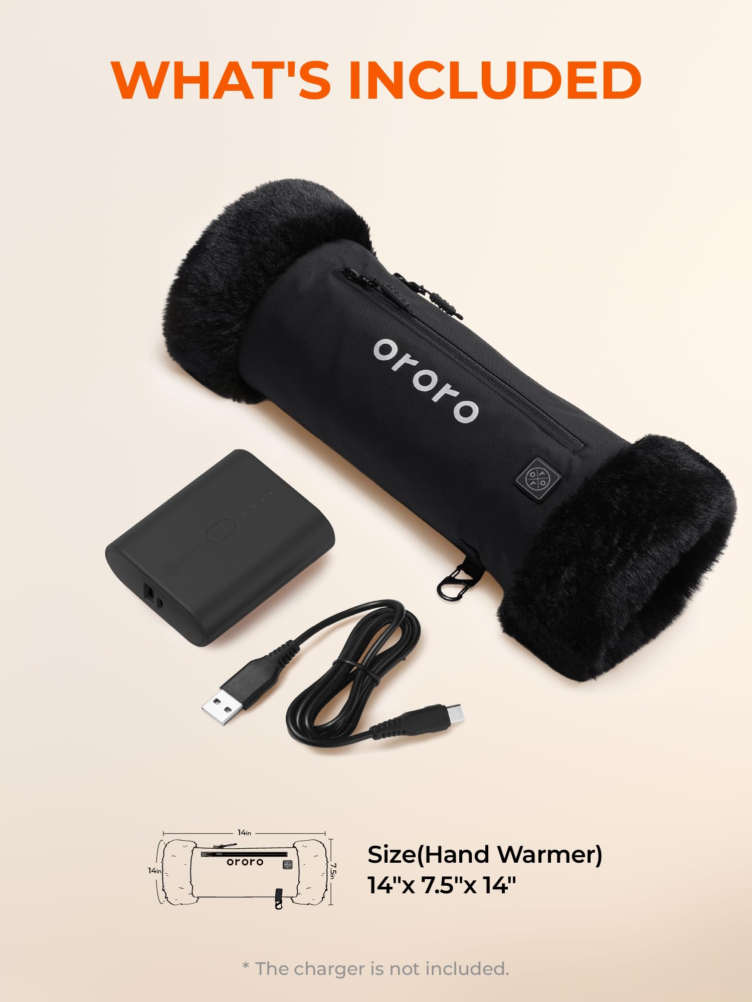 ORORO Unisex Faux Fur Heated Hand Warmer Pouch, Up to 17 Hours of Warmth, Heated Hand Muff with Battery - Image 7