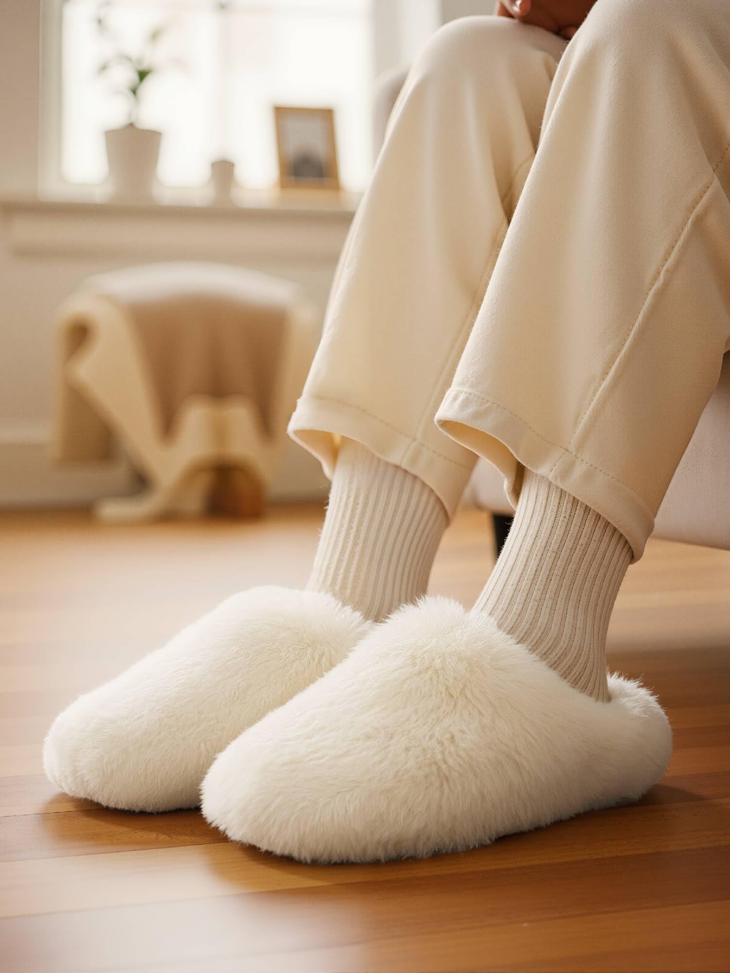 ORORO Unisex Fuzzy Slip-On Slippers, Plushy Warm House Shoes for Indoor Outdoor - Image 3