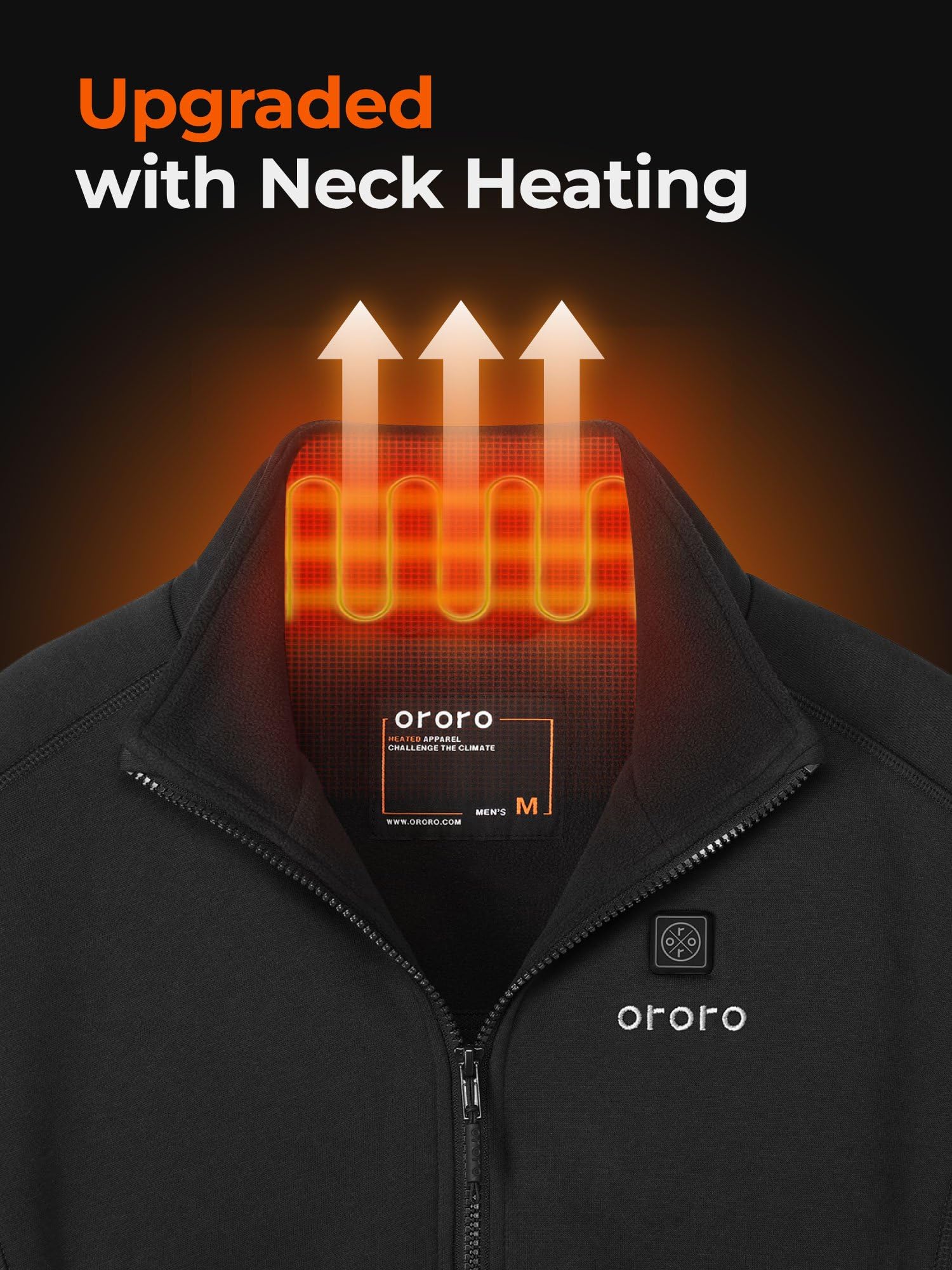 ORORO [Upgraded] Men's 4-Zone Fleece Heated Jacket with Heated Collar, Heating Fleece Jacket with Battery - Image 3