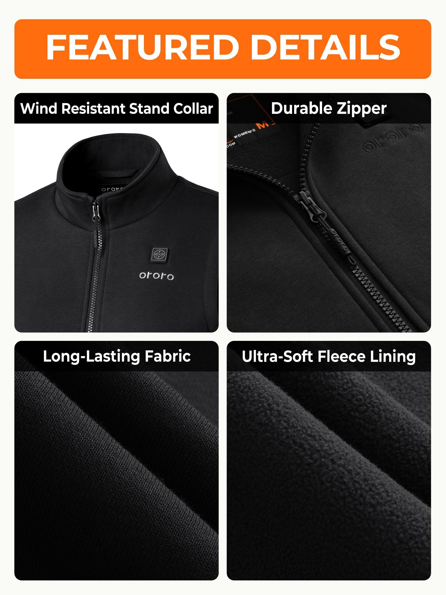 ORORO [Upgraded] Women's Heated Fleece Vest with Heated Collar and Battery, Lightweight Heating Vest Fleece - Image 5