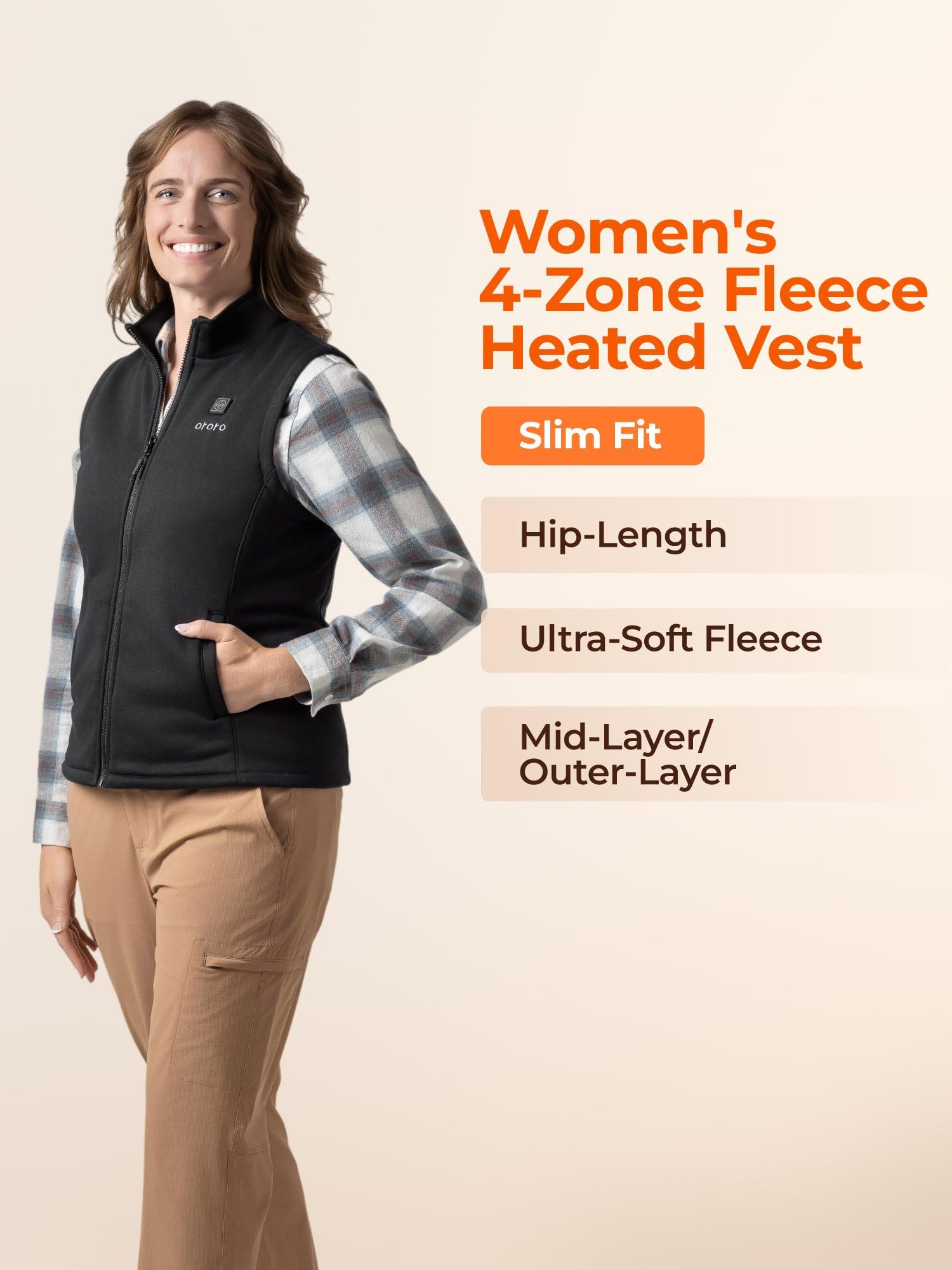 ORORO [Upgraded] Women's Heated Fleece Vest with Heated Collar and Battery, Lightweight Heating Vest Fleece - Image 7
