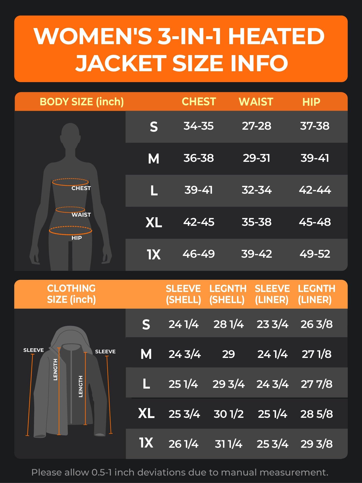 ORORO Women's 3-in-1 Heated Jacket with Waterproof Shell and Heated Fleece Liner, Fleece Heated Jacket with Battery - Image 7
