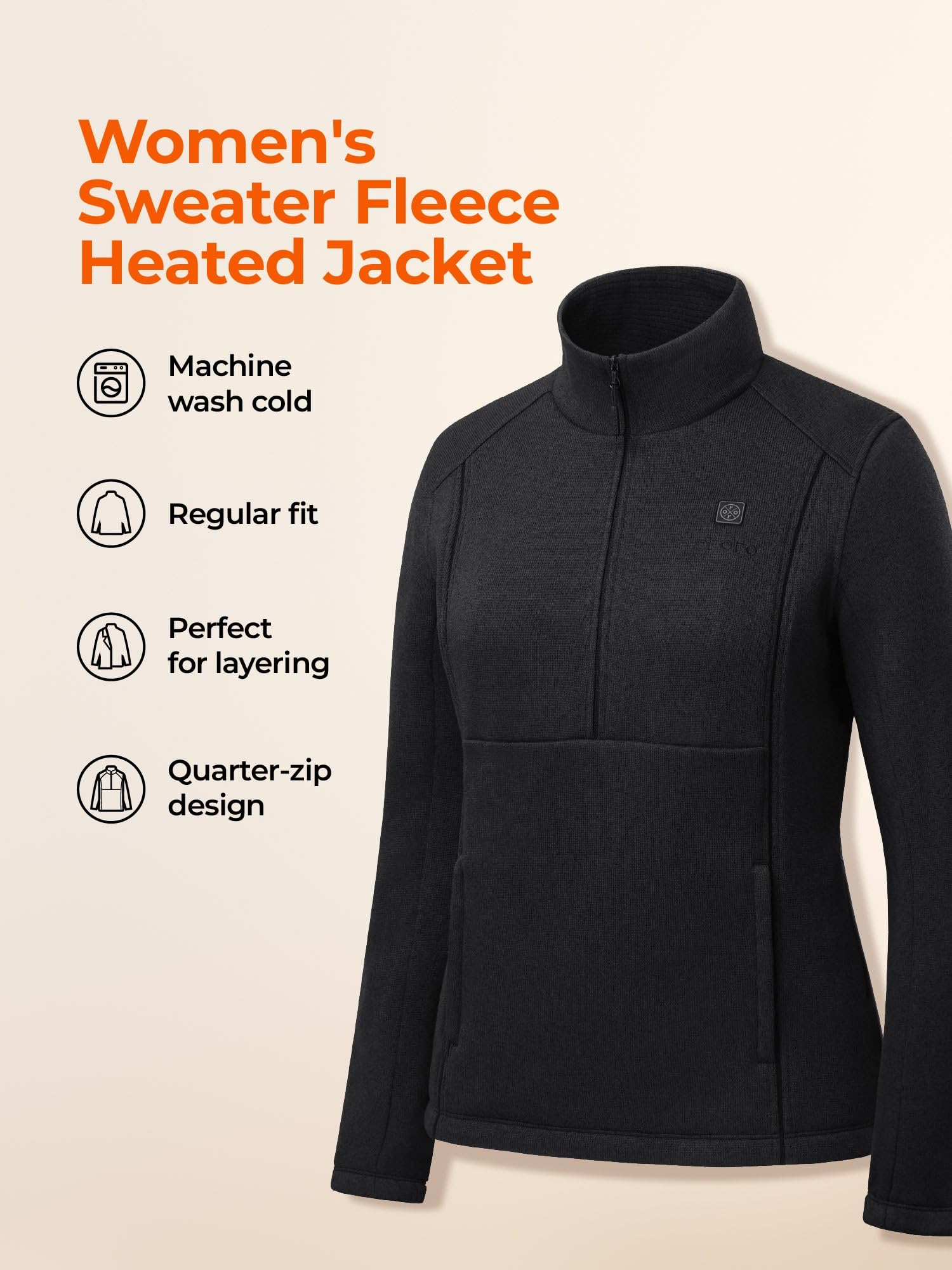 ORORO Women's 4-Zone Heated Fleece Pullover, Warm Quarter-Zip Heated Fleece Jacket - Image 6