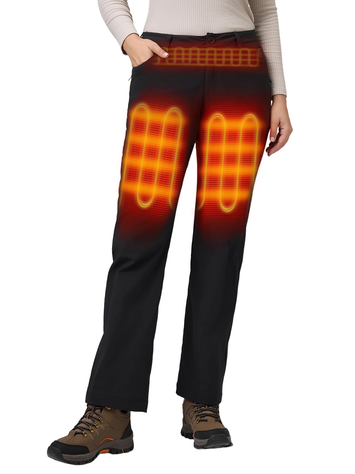 ORORO Women's Casual Heated Pants with USB-C Rechargeable Battery, Fleece Lined Heated Pants Daily Wear
