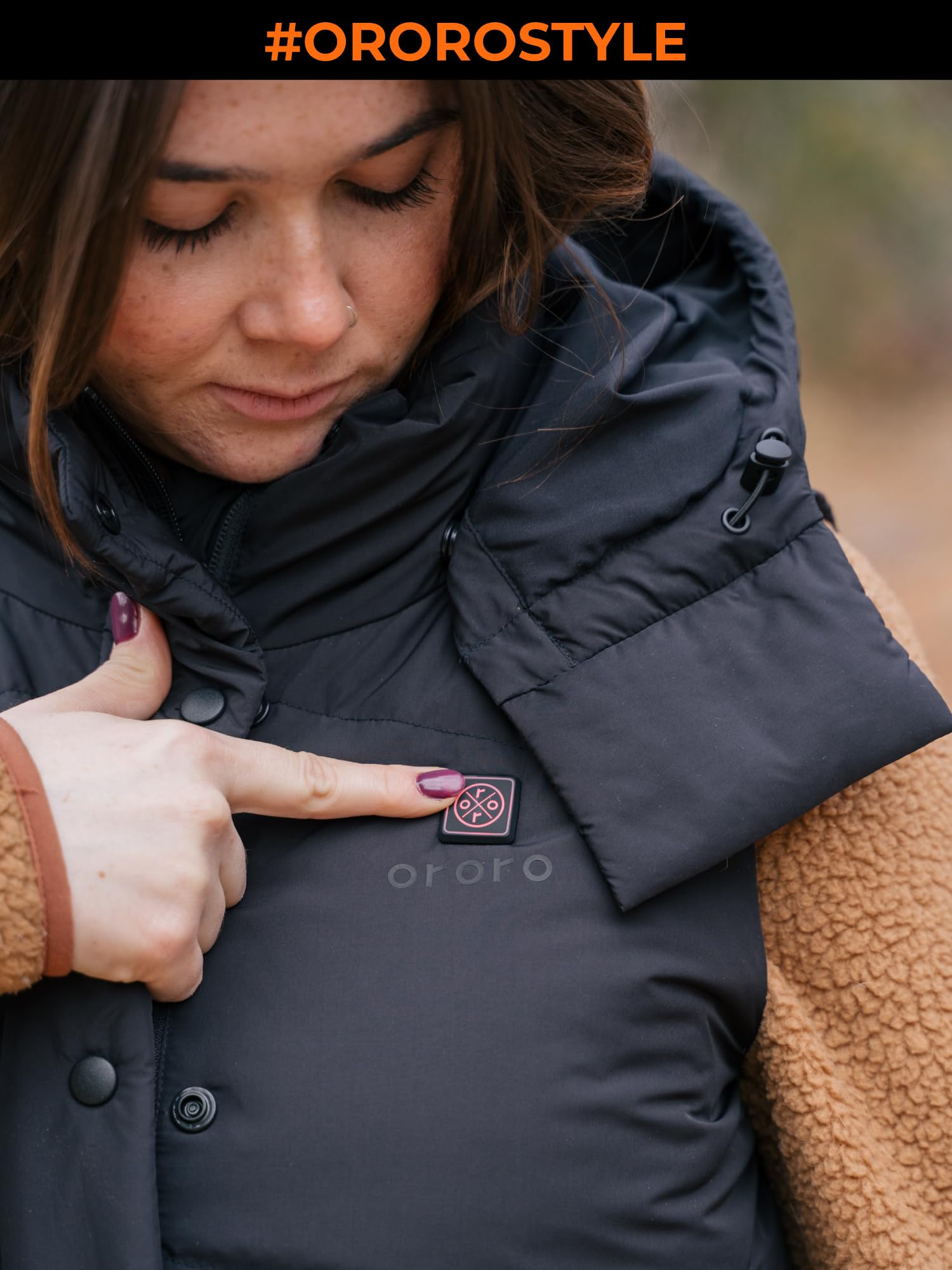 ORORO Women's Down Heated Cropped Vest with USB-C Rechargeable Battery, Lightweight Puffer Heating Vest - Image 2
